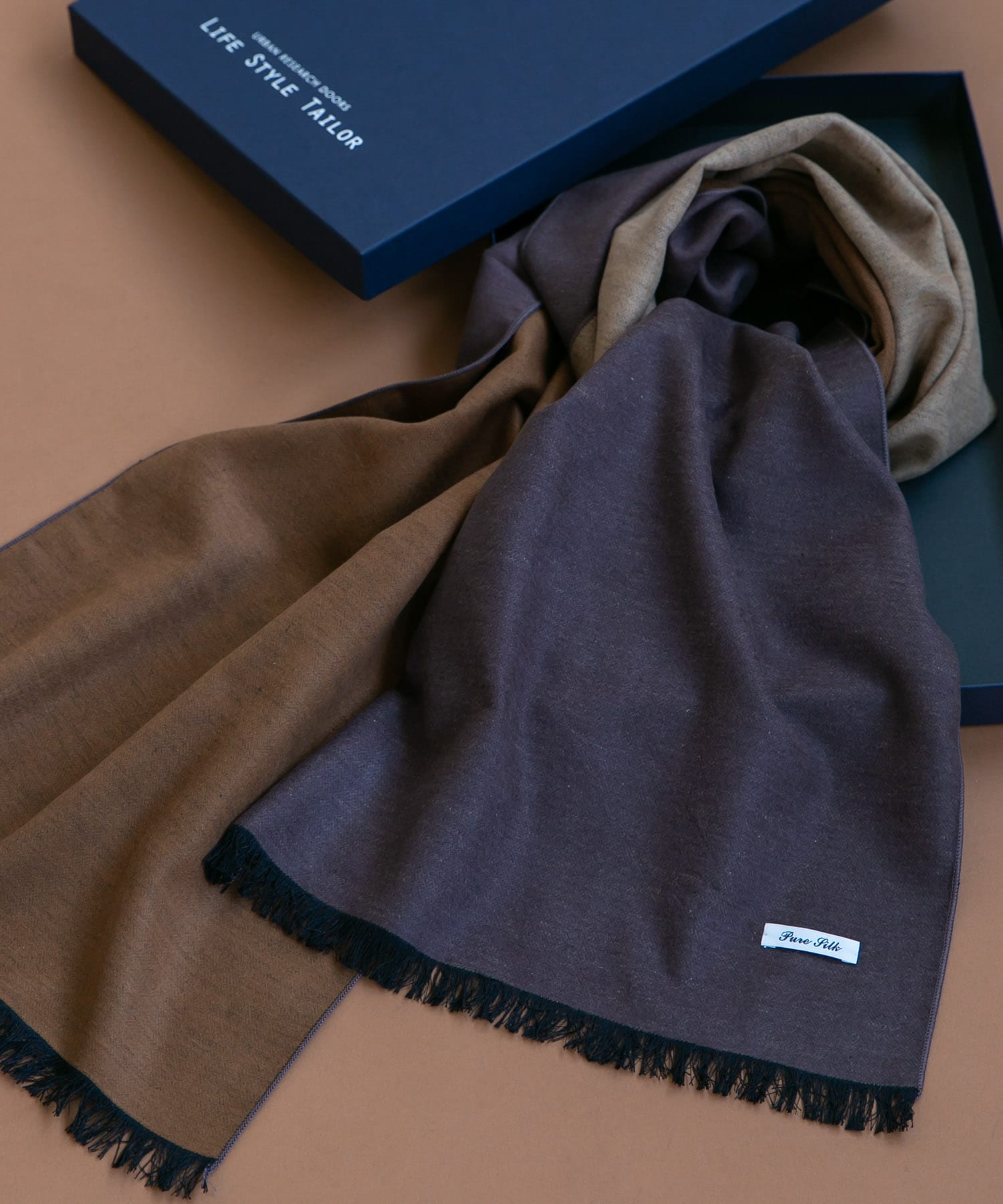 LIFE STYLE TAILOR シルクリバーシブルマフラー(- 01CCL-BLK): ドレス