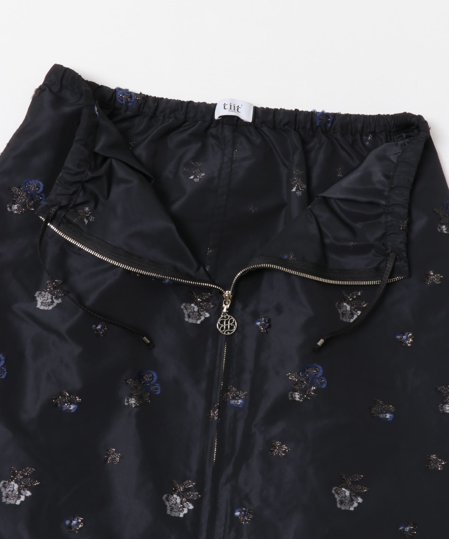 tiit tokyo　floral jacquard skirt navy 36