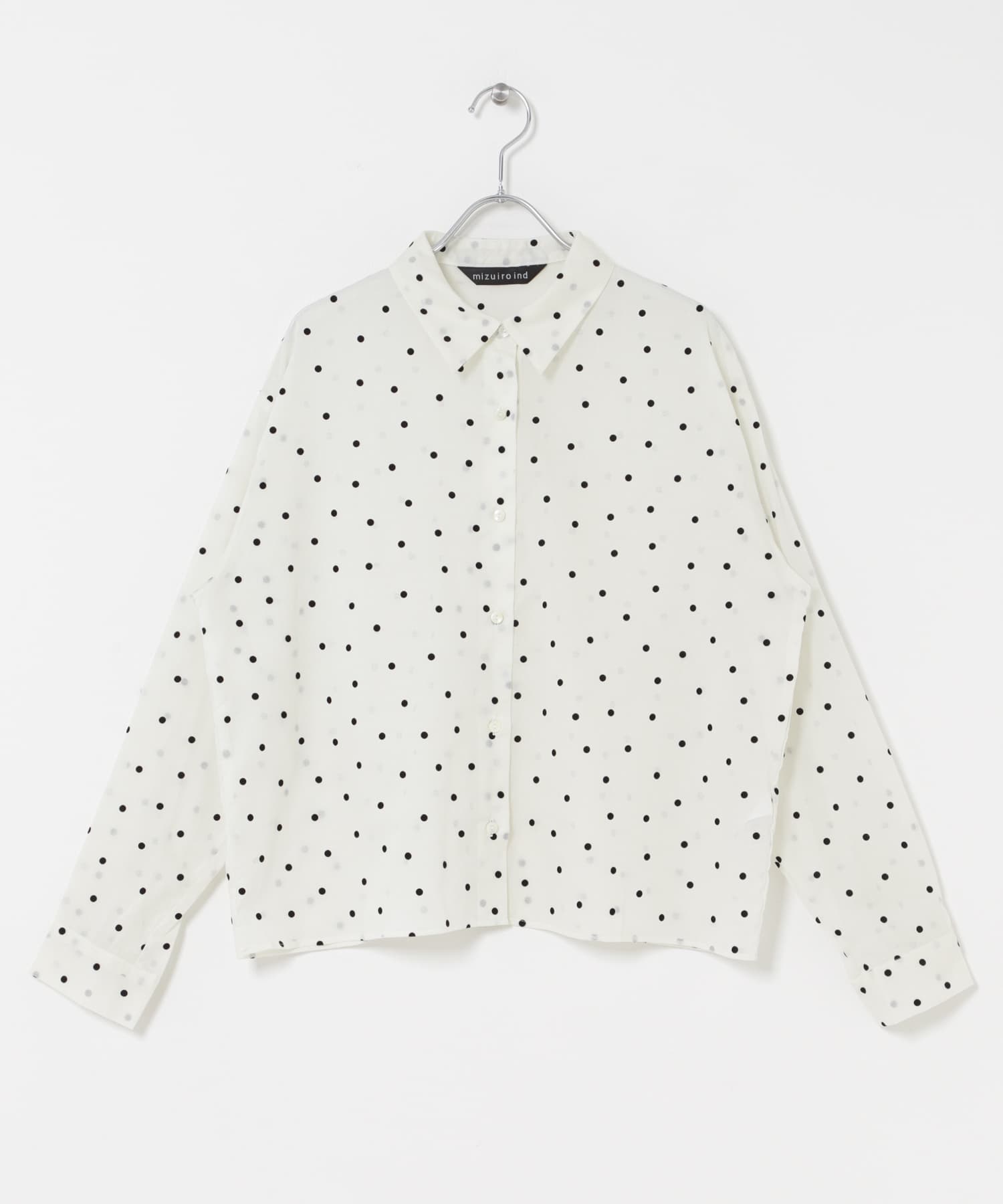 mizuiro-ind　flocky dots print shirts off white One