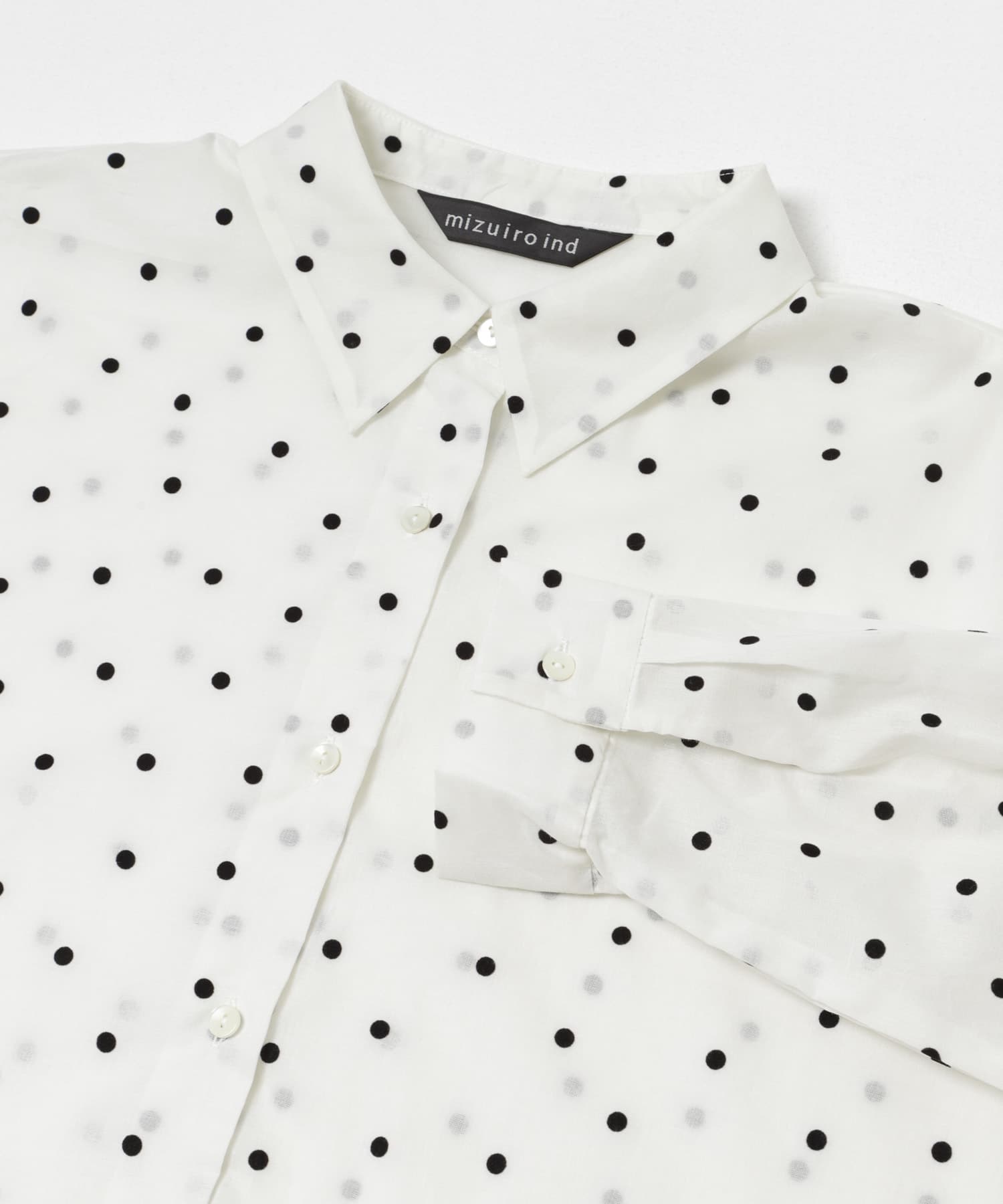 mizuiro-ind　flocky dots print shirts off white One