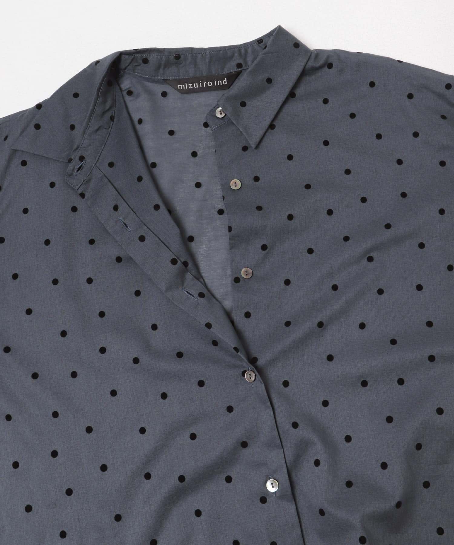 mizuiro-ind　flocky dots print shirts navy One