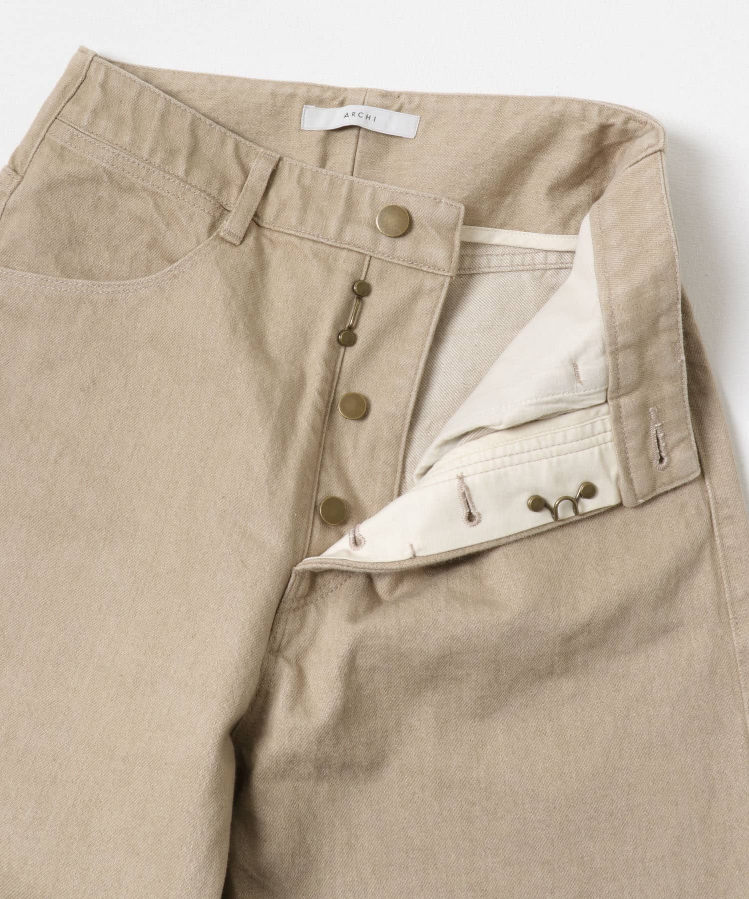ARCHI　14OZ DENIM WIDE PANTS BEIGE XS