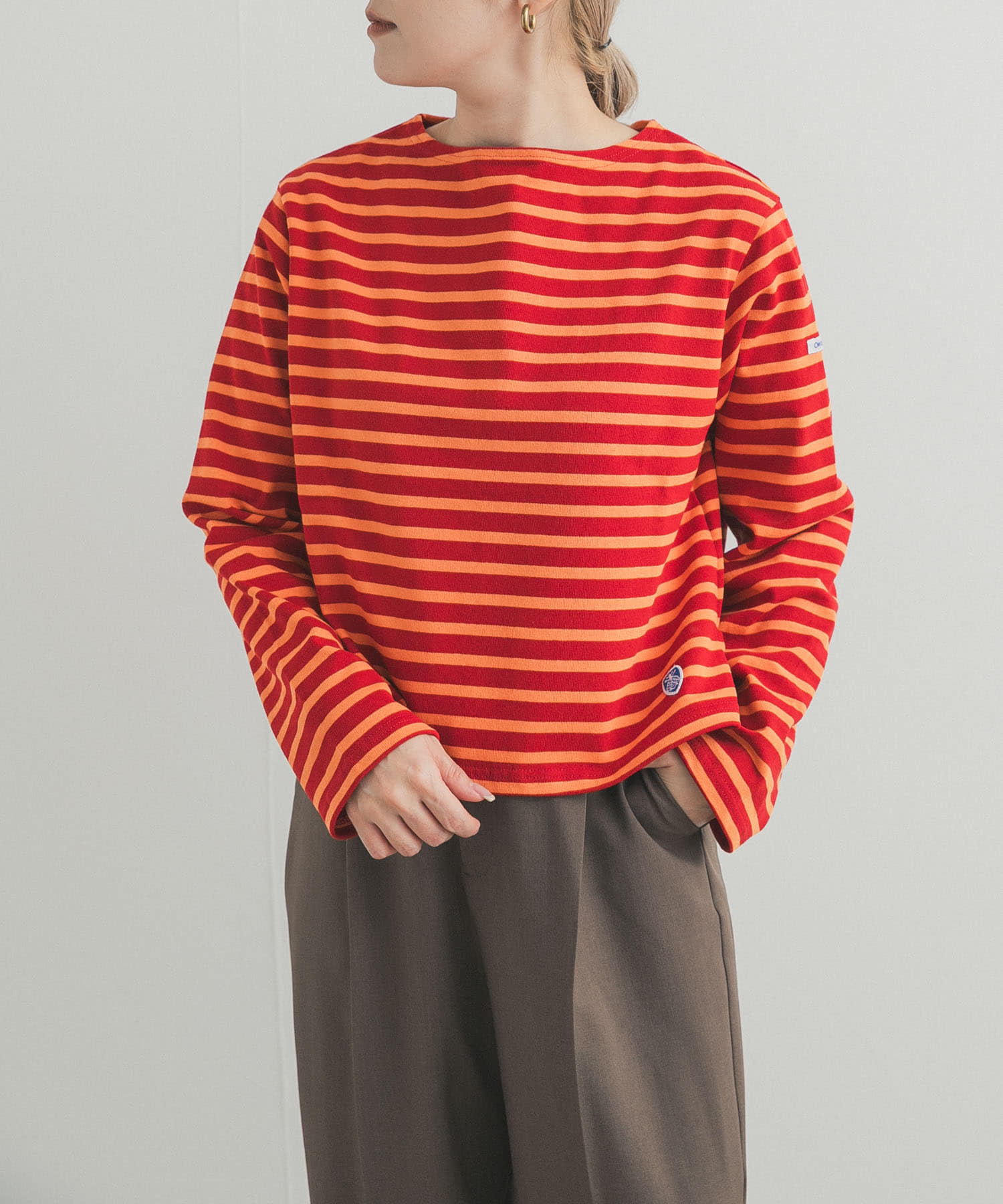 ORCIVAL　BOATNECK LONG-SLEEVE CROPPED PULLOVER
