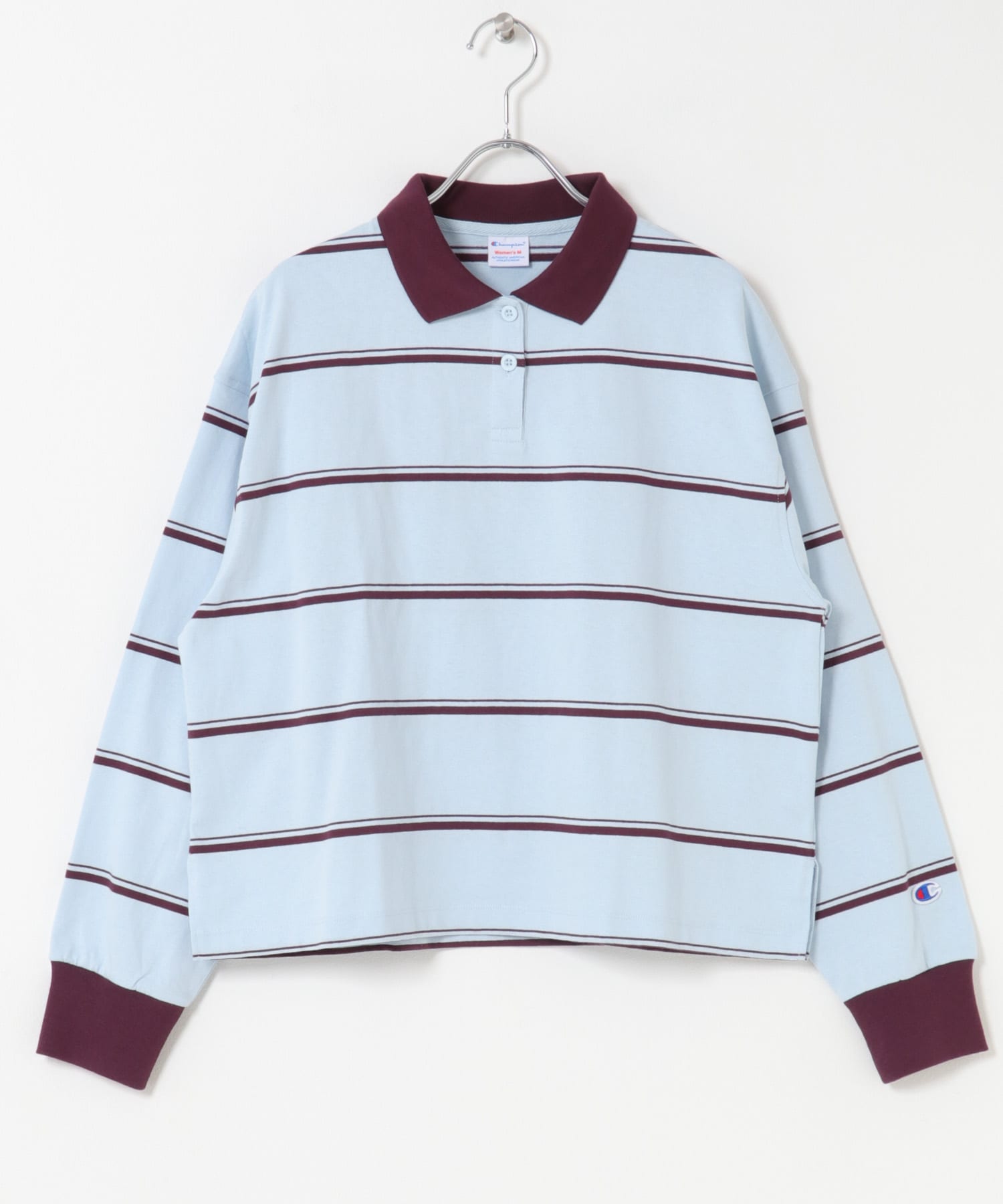 Champion　LONGSLEEVE BORDER POLO LIGHT BLUE M