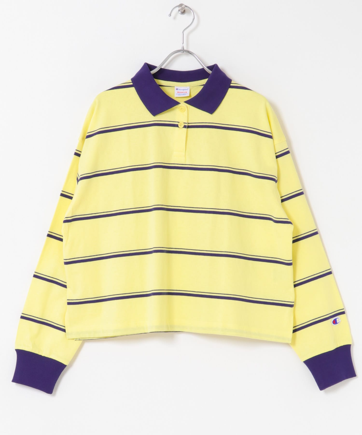 Champion　LONGSLEEVE BORDER POLO YELLOW M