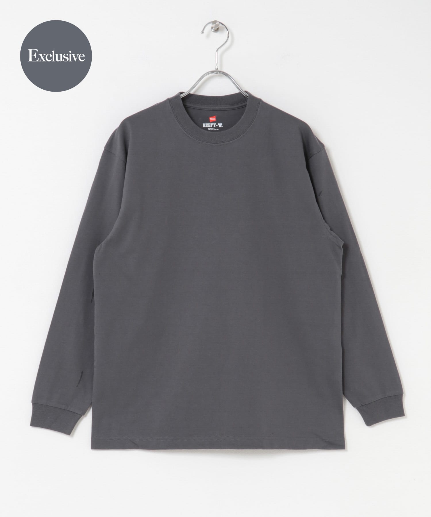 『別注』HANES×DOORS　BEEFY-T DOORS FIT LONG-SLEEVE ダークグレー XS