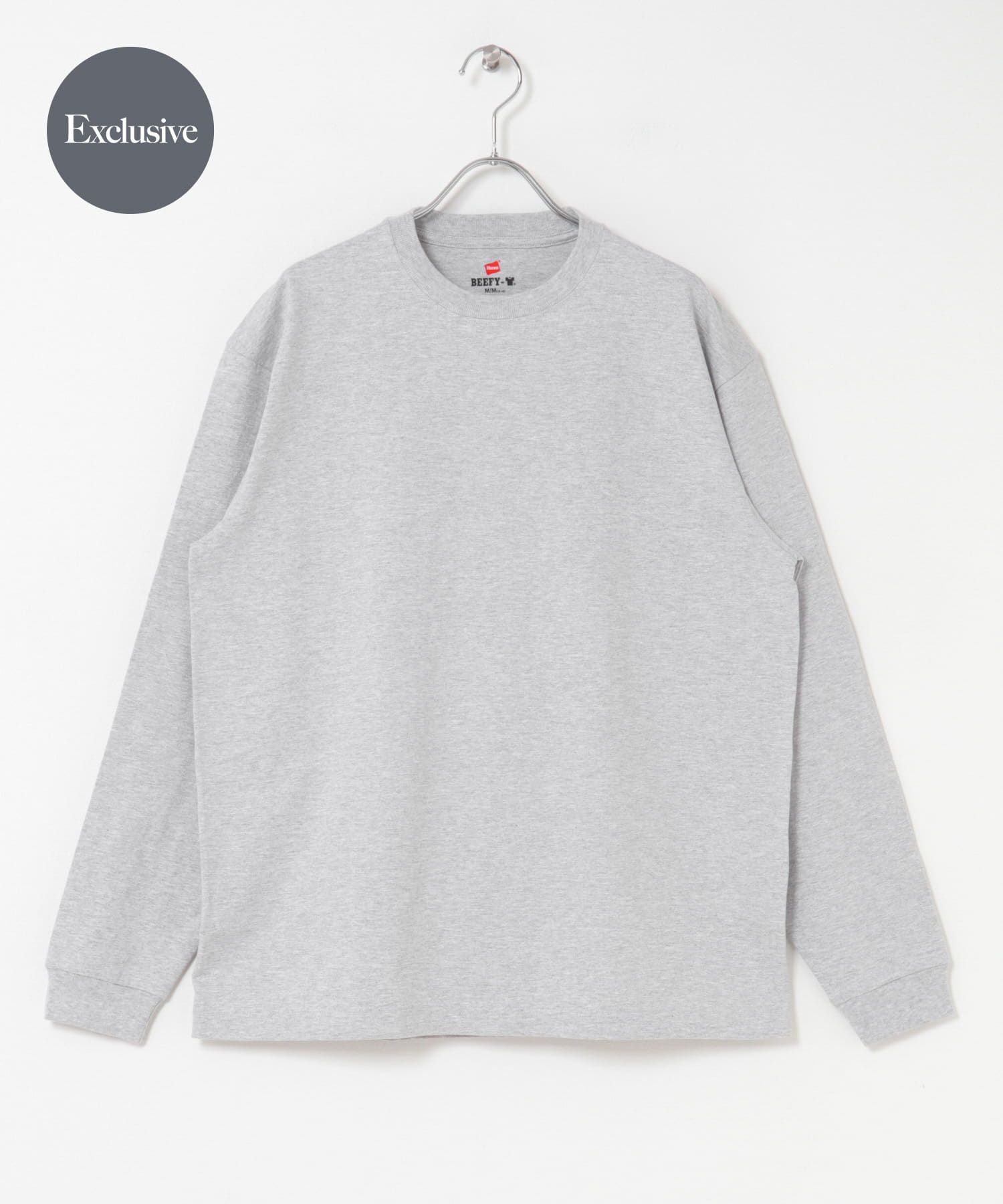 『別注』HANES×DOORS　BEEFY-T DOORS FIT LONG-SLEEVE ヘザーグレー XS