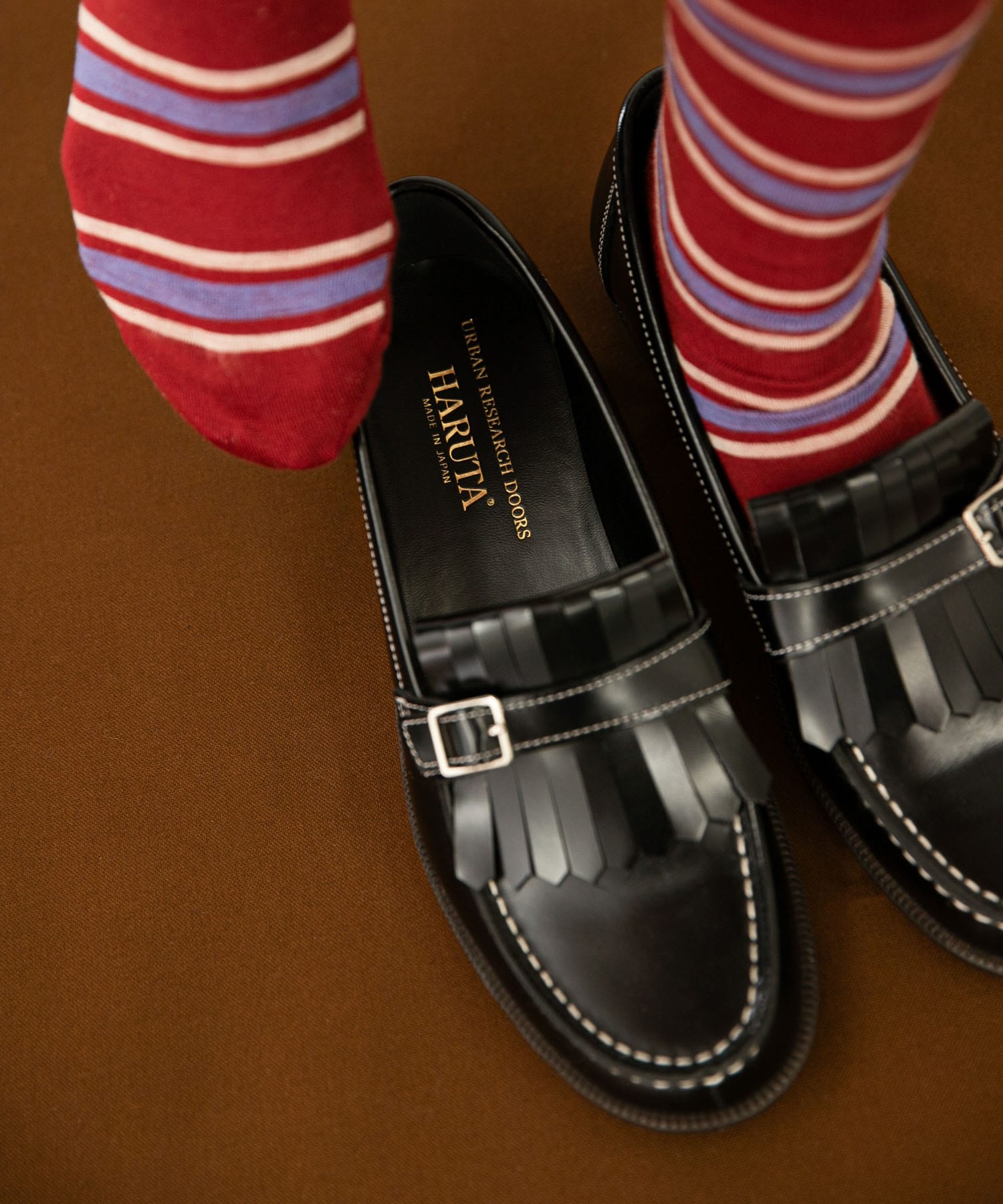 『別注』HARUTA×DOORS　キルトローファー BLACK 23