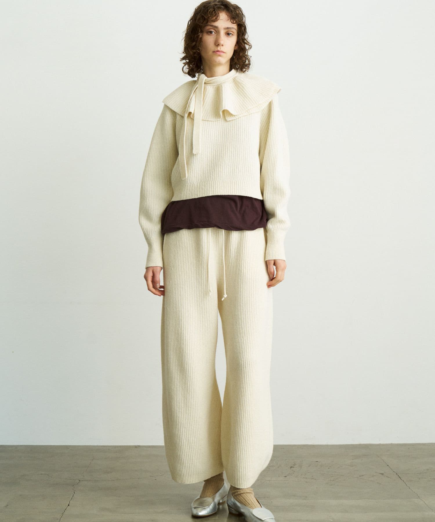 unfil　wool knit frill collar off white 1
