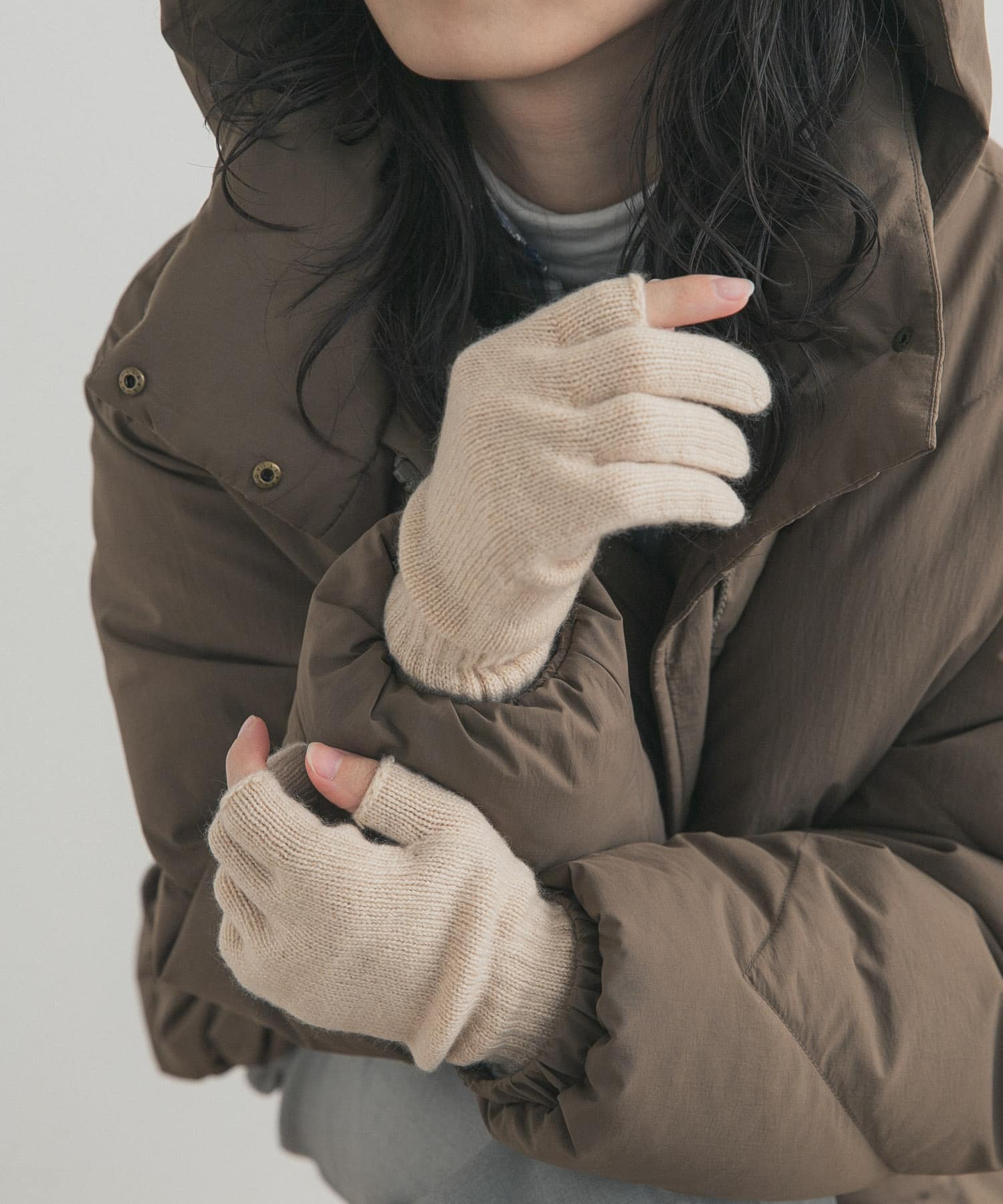 WILLIAM BRUNTON　3ply Long Gloves ベージュ Free