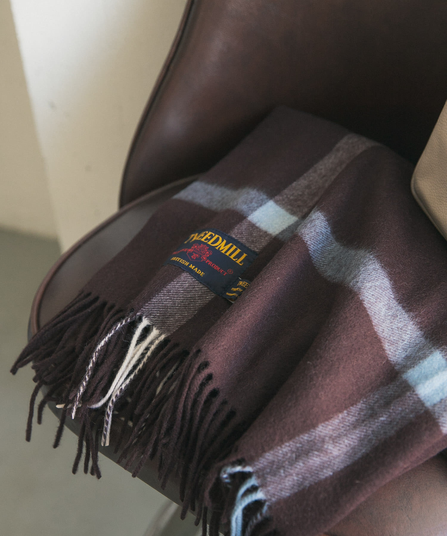 『一部別注カラー』TWEED MILL　Lambswool Stole CHOCOLATE Free