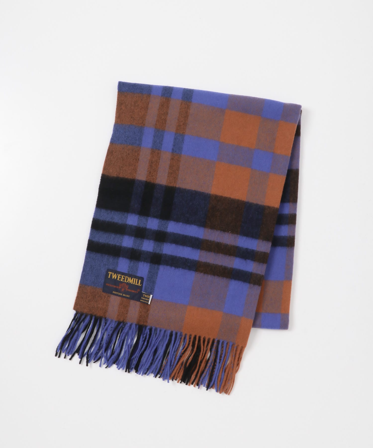 『一部別注カラー』TWEED MILL　Lambswool Stole Scone CHK Free