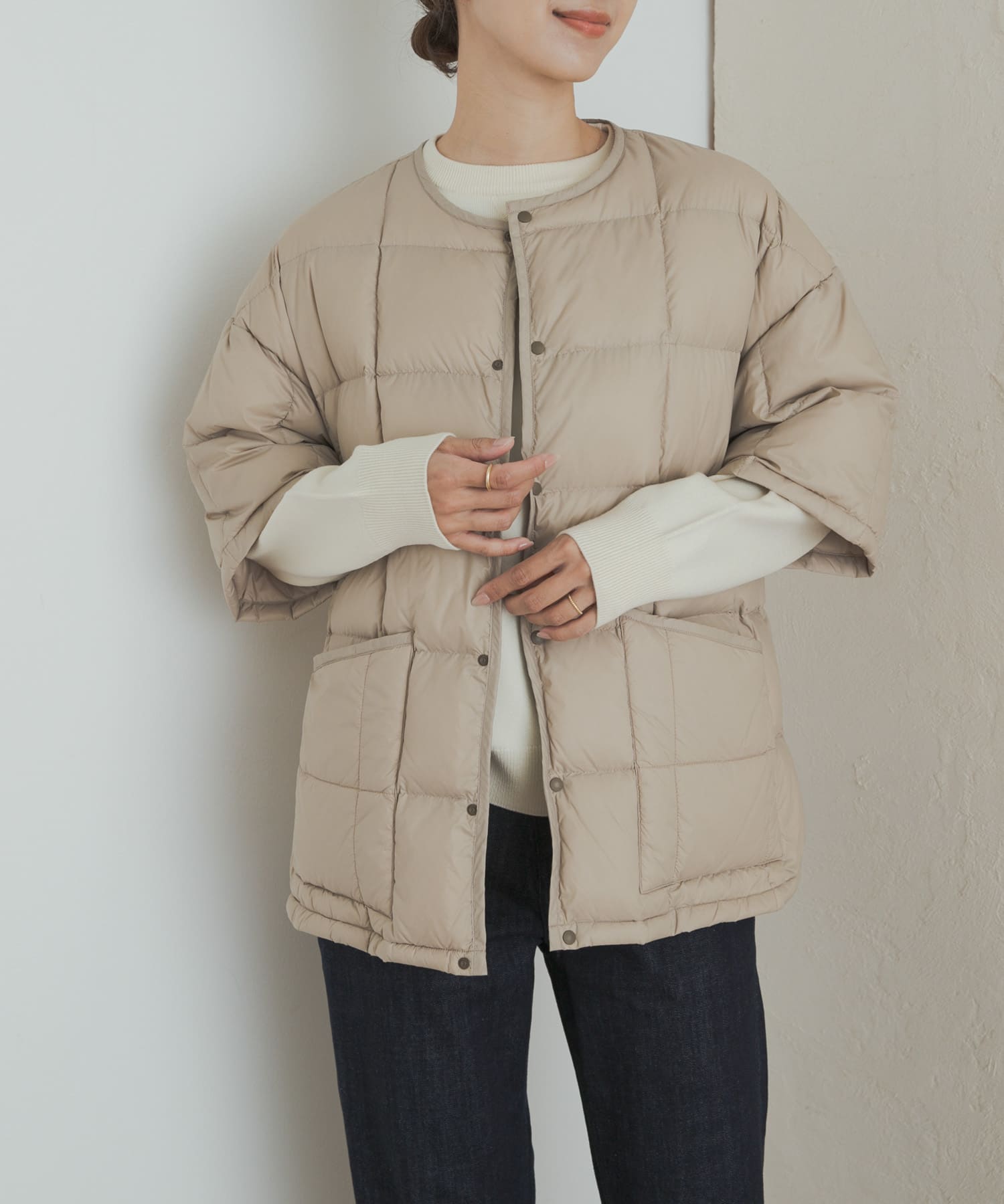 『別注』TAION×DOORS　ショートスリーブAラインライトダウン G.BEIGE one