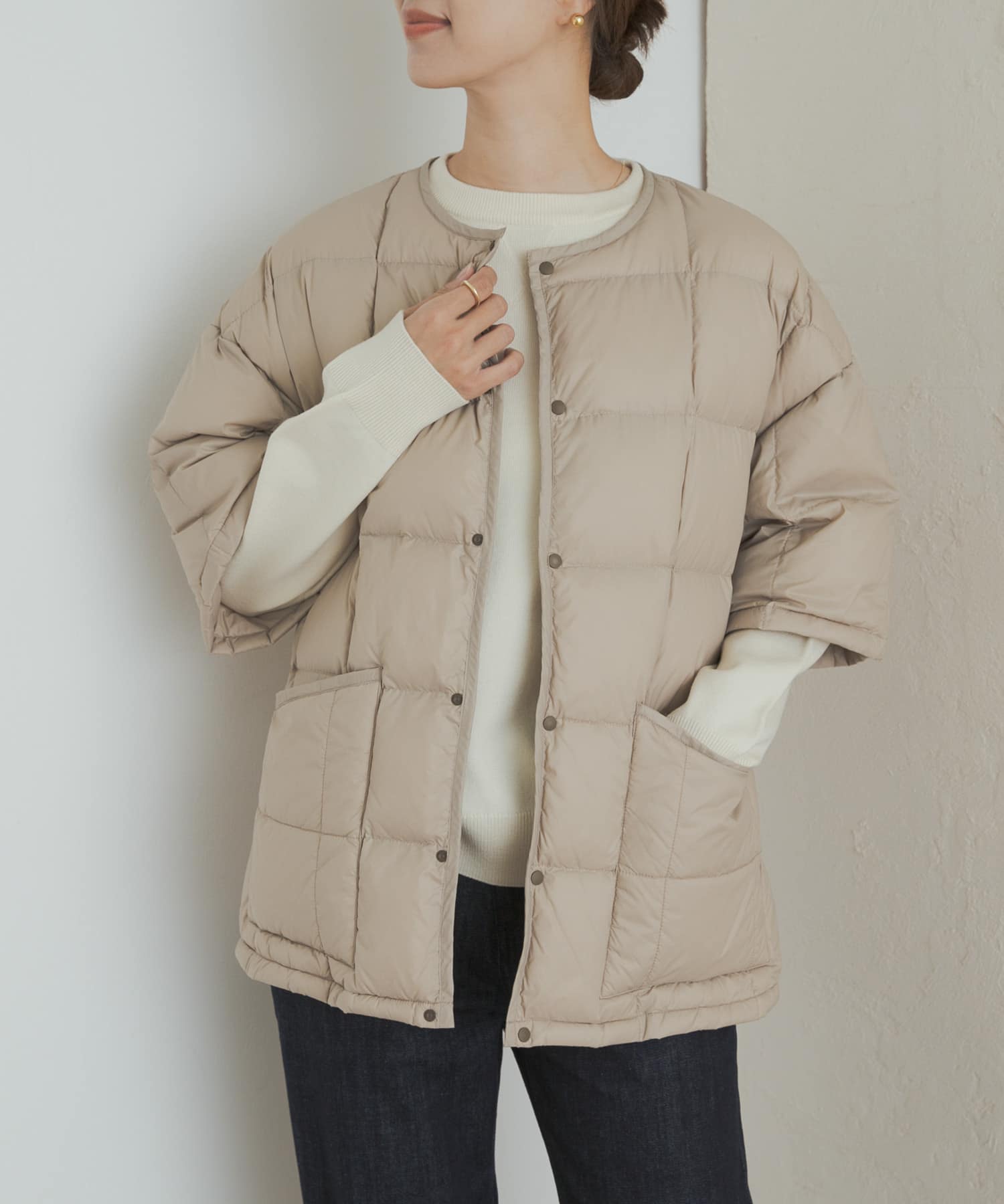 『別注』TAION×DOORS　ショートスリーブAラインライトダウン G.BEIGE one