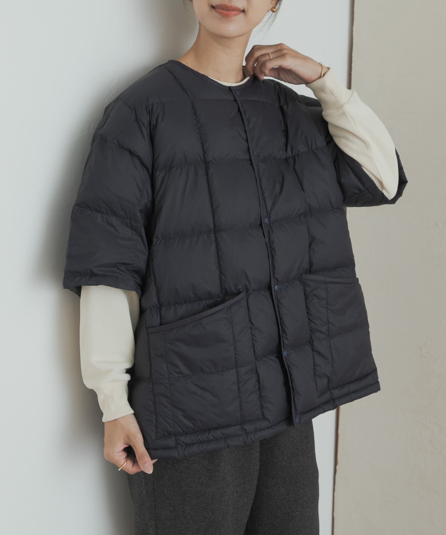 『別注』TAION×DOORS　ショートスリーブAラインライトダウン D.NAVY one