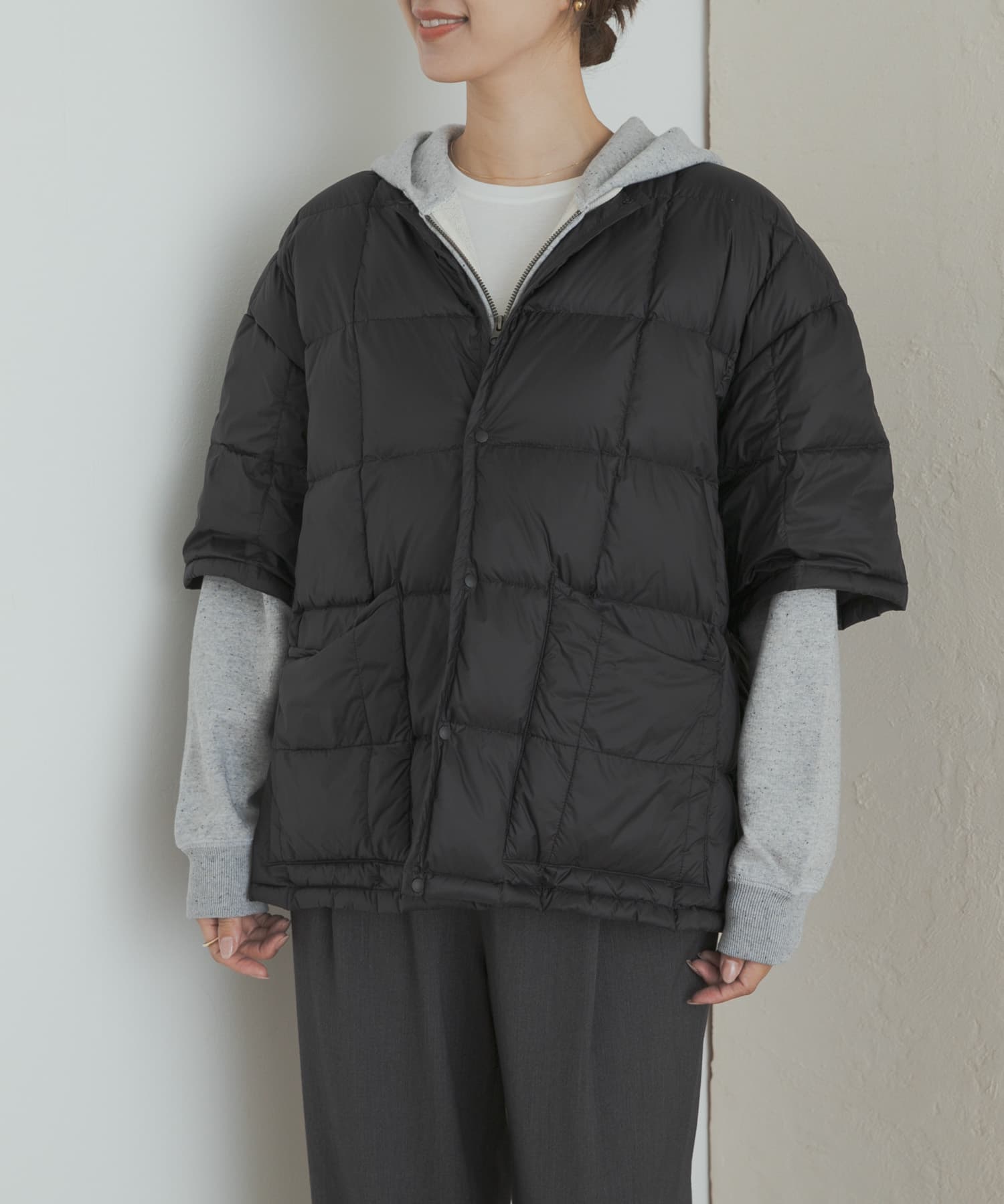 『別注』TAION×DOORS　ショートスリーブAラインライトダウン BLACK one