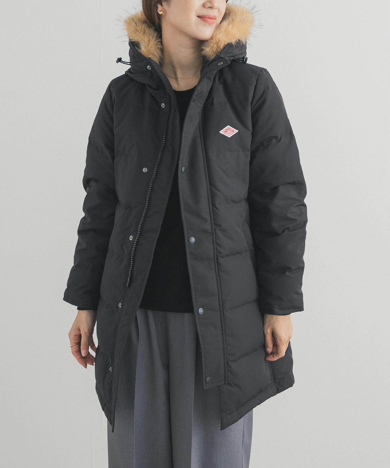 DANTON FAKE FAR HOODED DOWN COAT(S BLACK): アウター｜URBAN