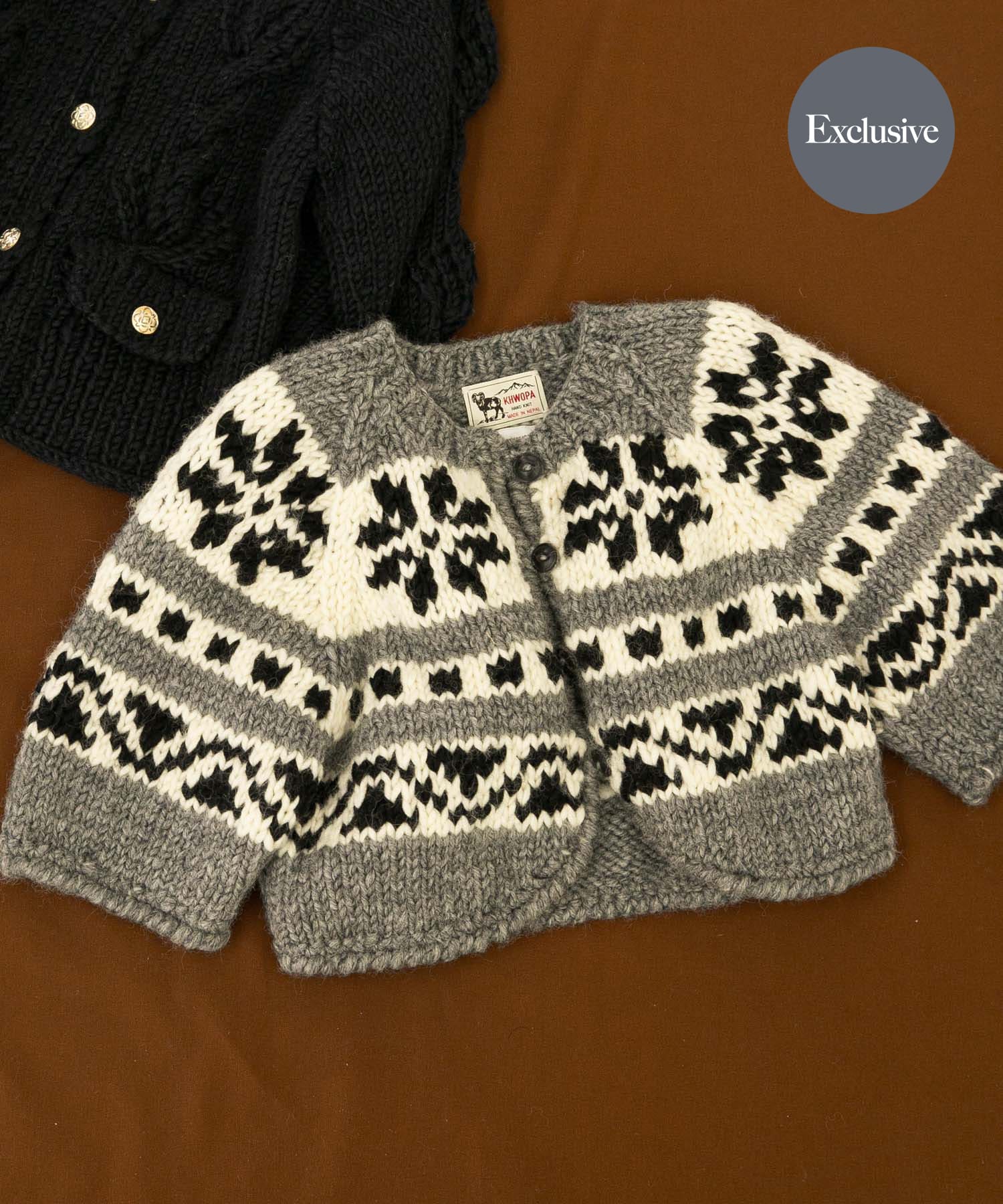 『別注』KHWOPA×DOORS　カウチンショートカーディガン