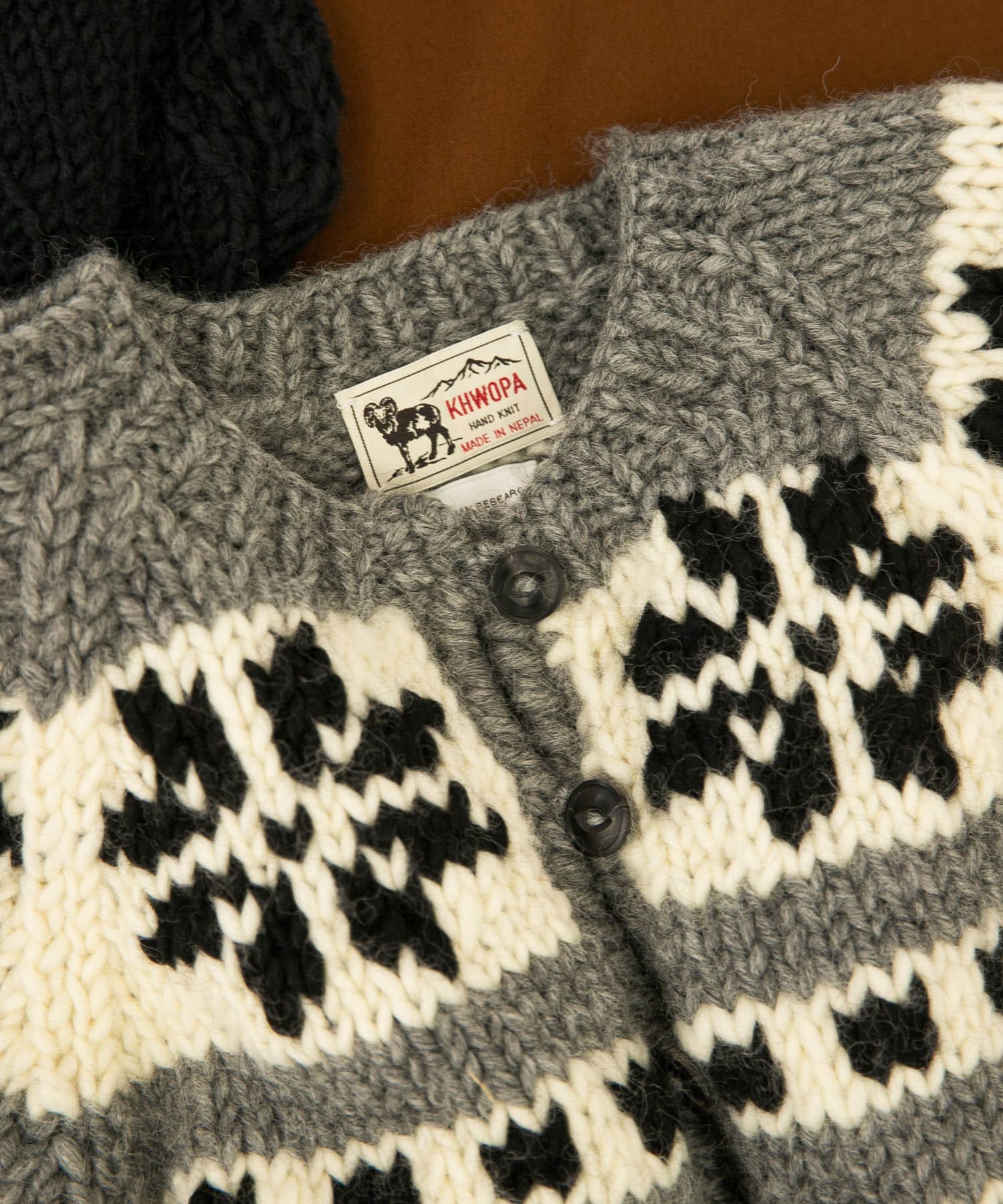 『別注』KHWOPA×DOORS　カウチンショートカーディガン GRAY one