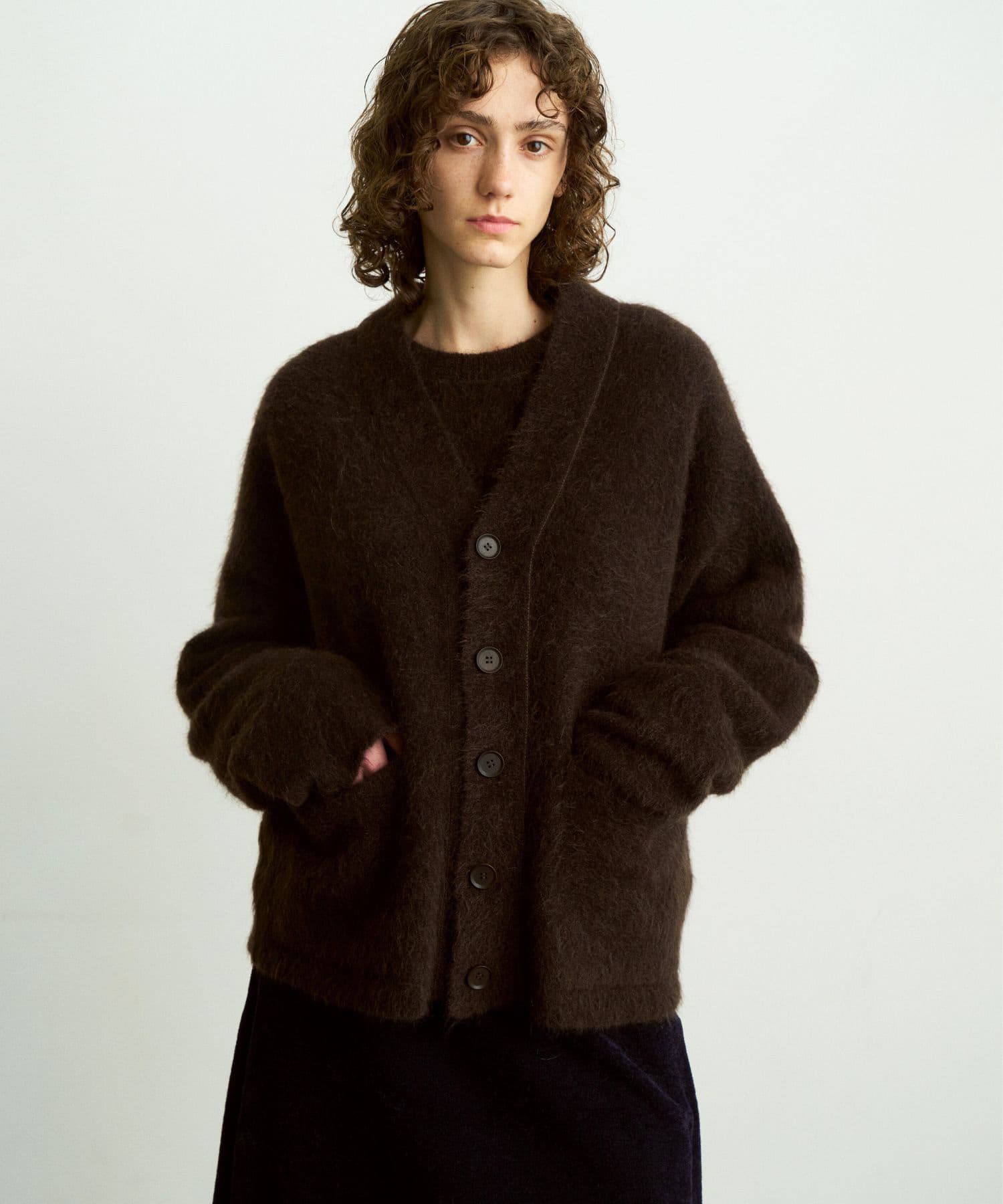 unfil　stretchsuperkid mohaircardigan d.brown 1