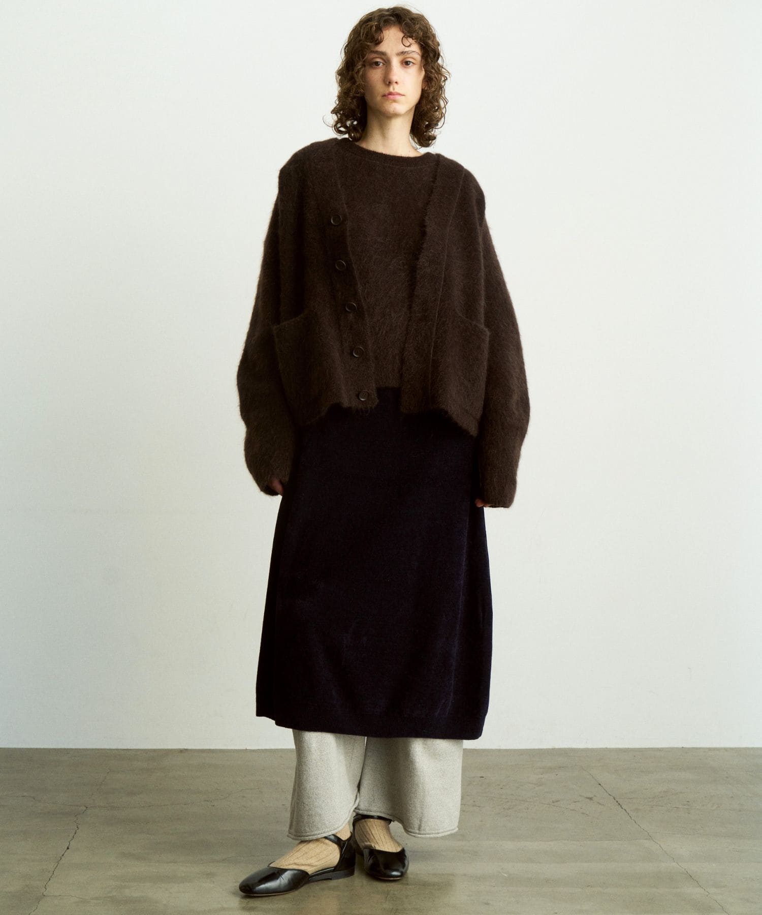 unfil　stretchsuperkid mohaircardigan d.brown 1