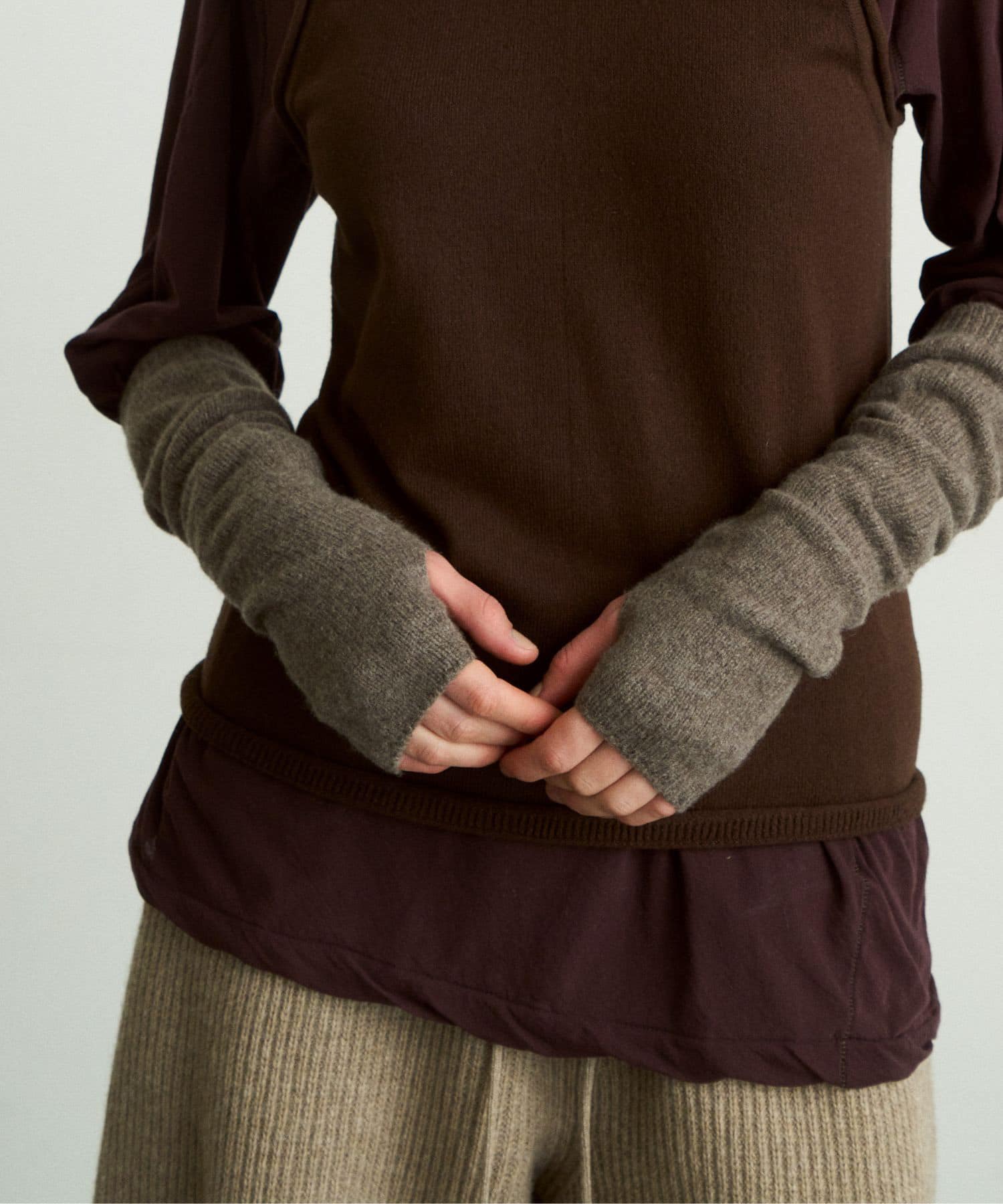 unfil　wool fingerless gloves