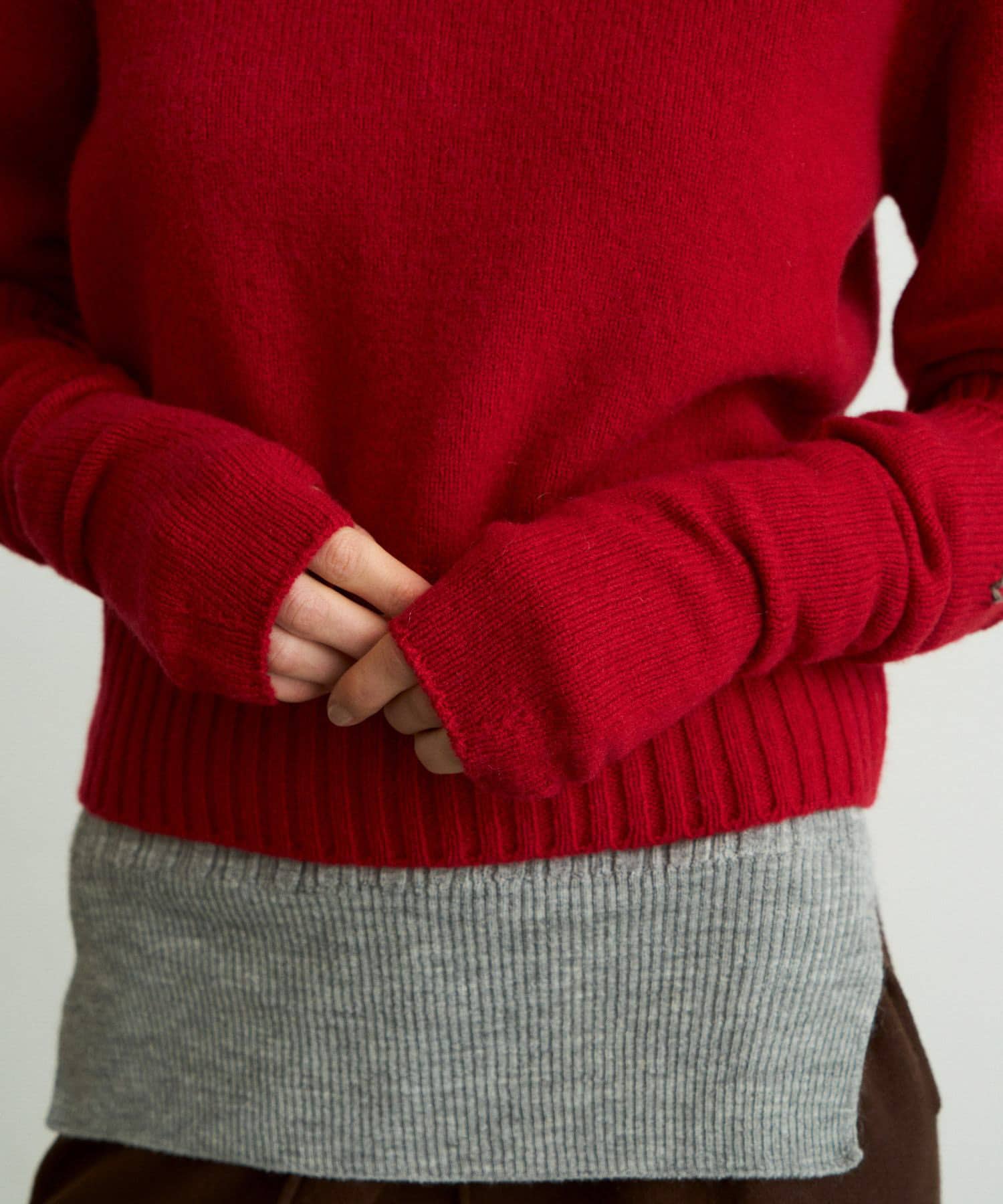 unfil　wool fingerless gloves red 1