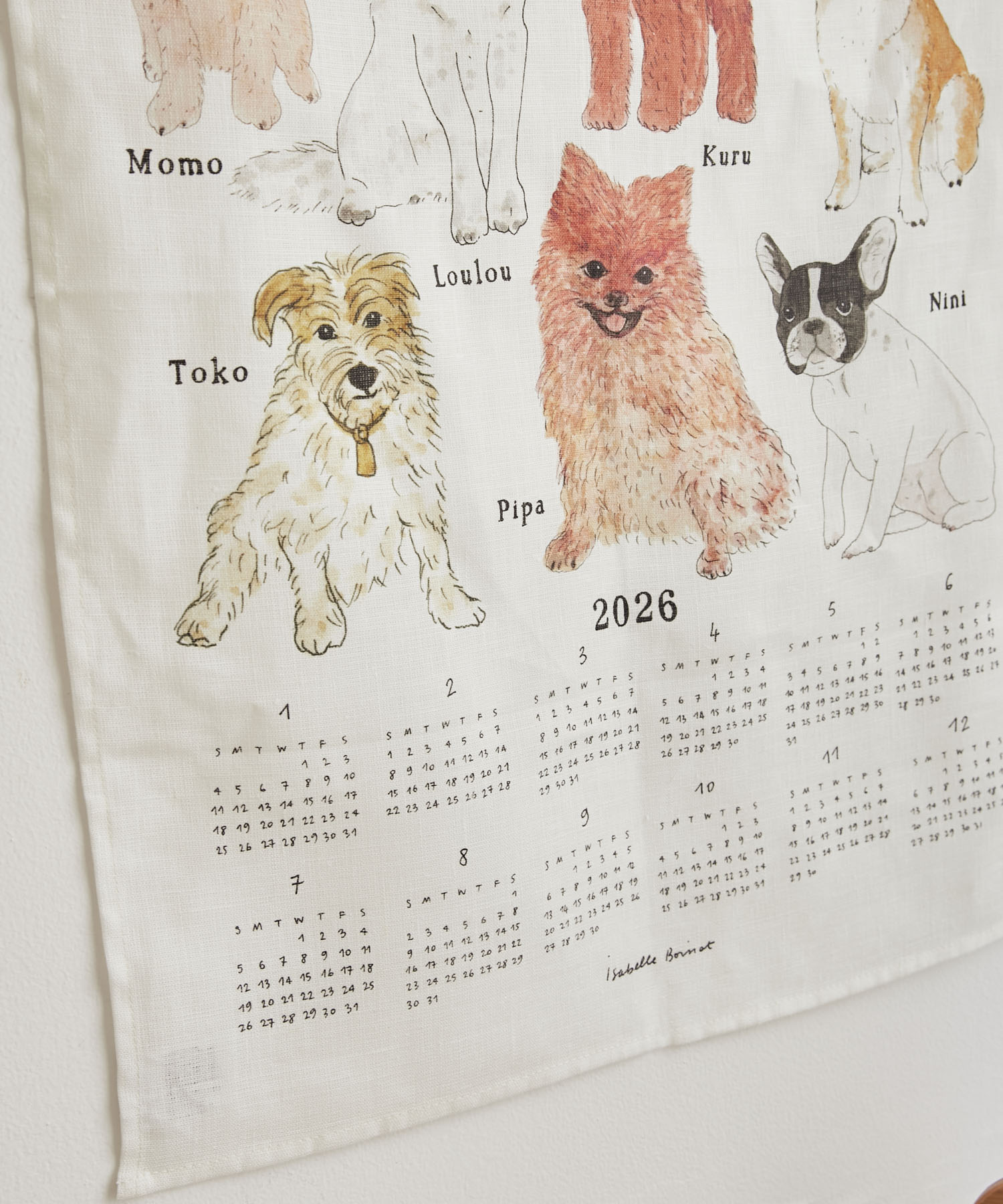 2026 リネンカレンダー わんちゃんたち わんちゃん -