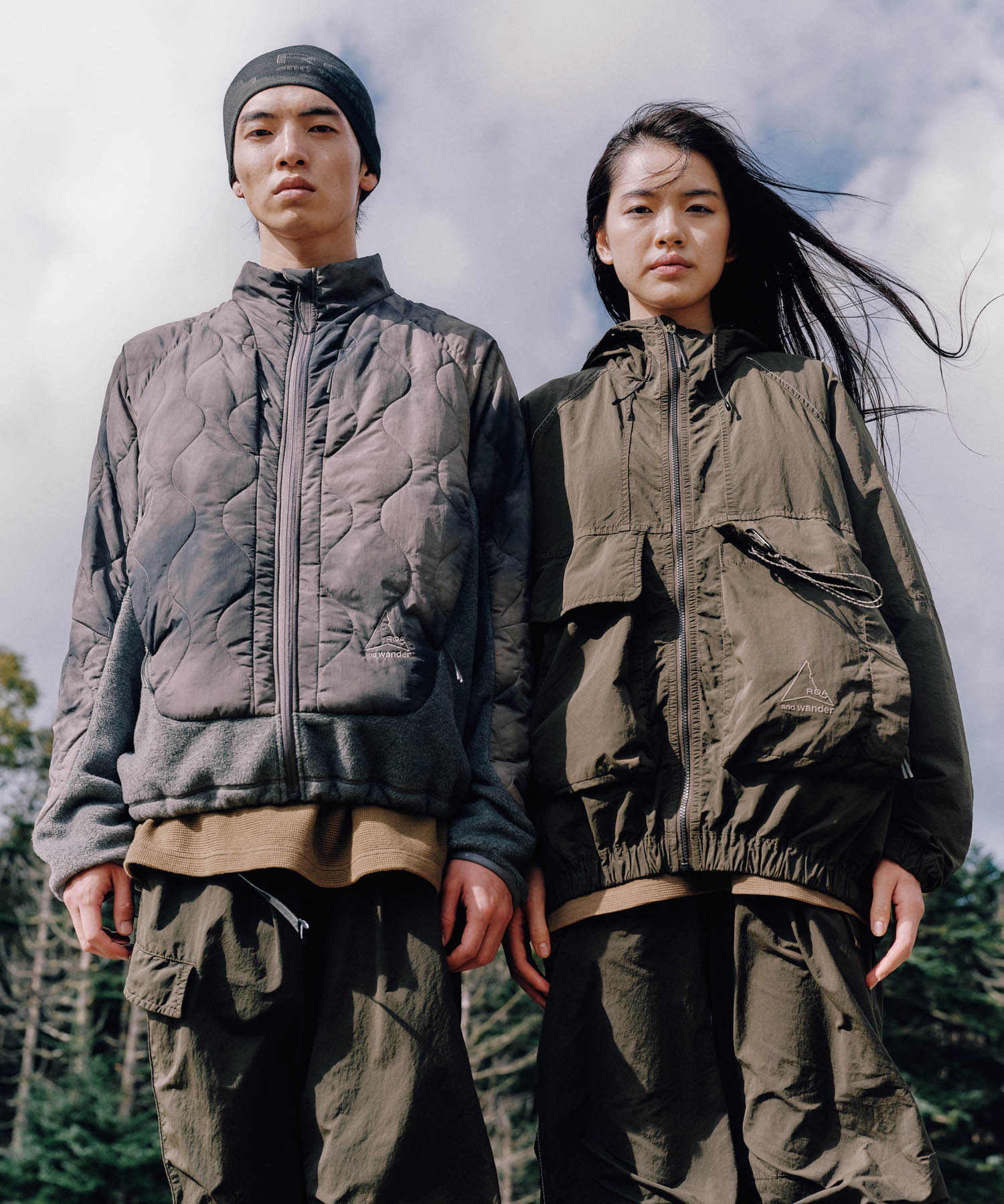 and wander　ROA quilting fleece jacket