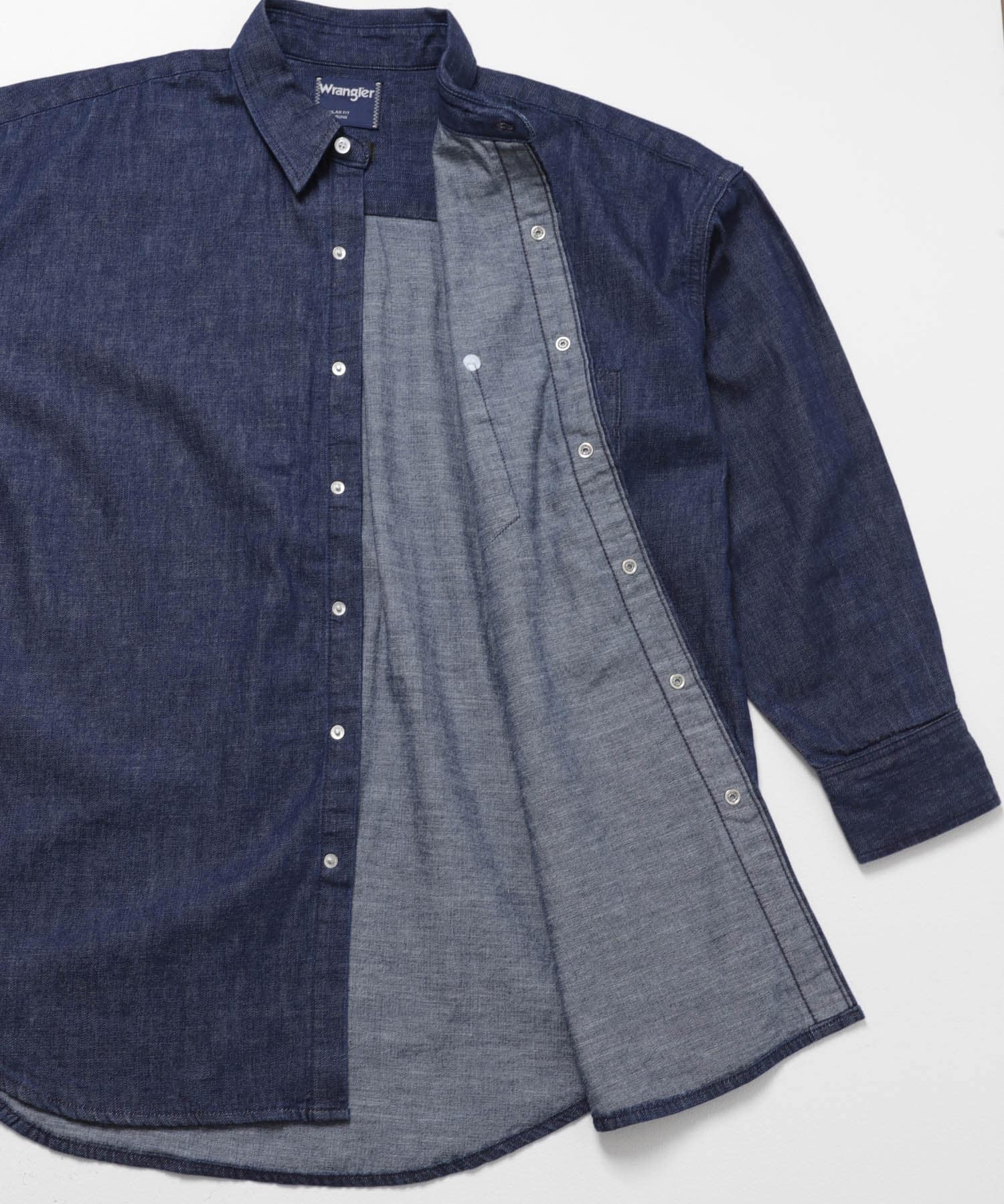 『別注』Wrangler×EKAL　LONG-SLEEVEデニムワークシャツ O.W Free