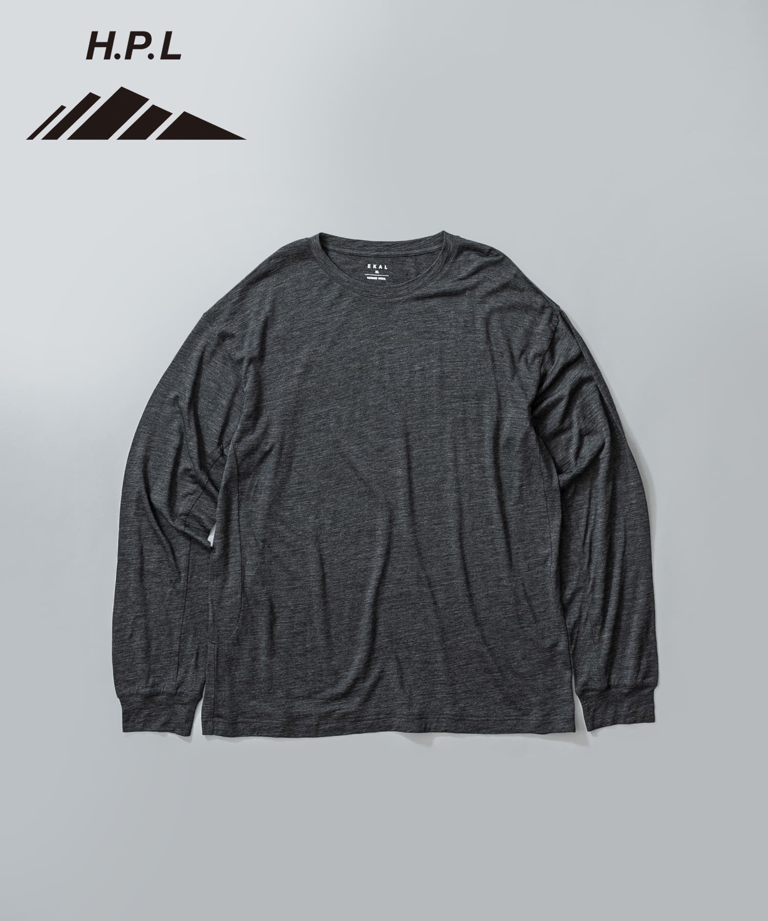 MERINO WOOL LONG-SLEEVE T-SHIRTS チャコール M