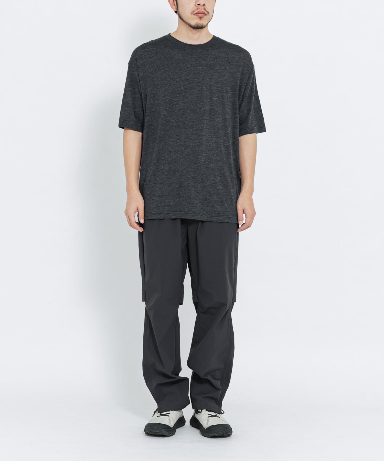 MERINO WOOL SHORT-SLEEVE T-SHIRTS チャコール L