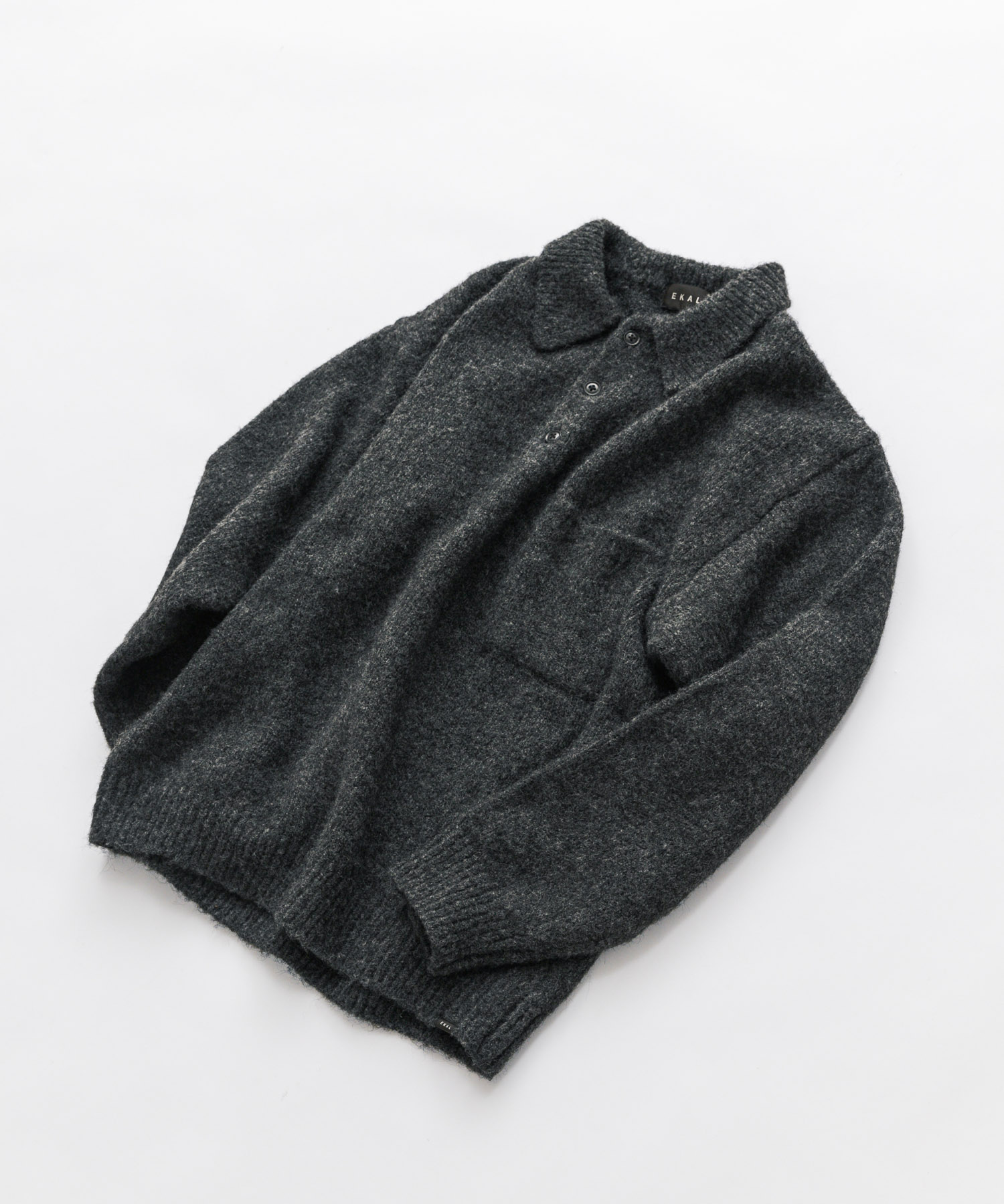 シャギーニットポロプルオーバー グレー M