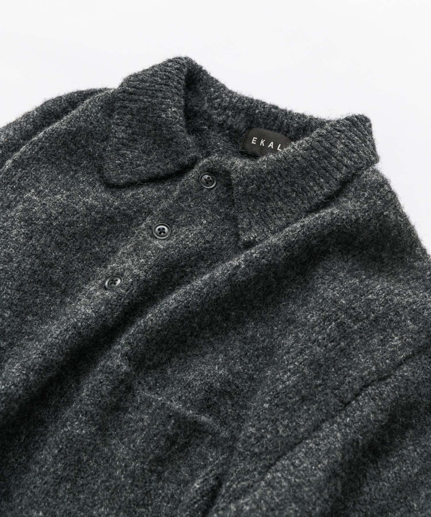 シャギーニットポロプルオーバー グレー M