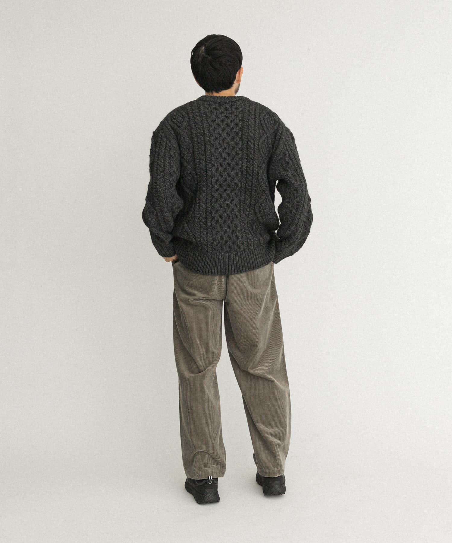 アランニットプルオーバー チャコール M