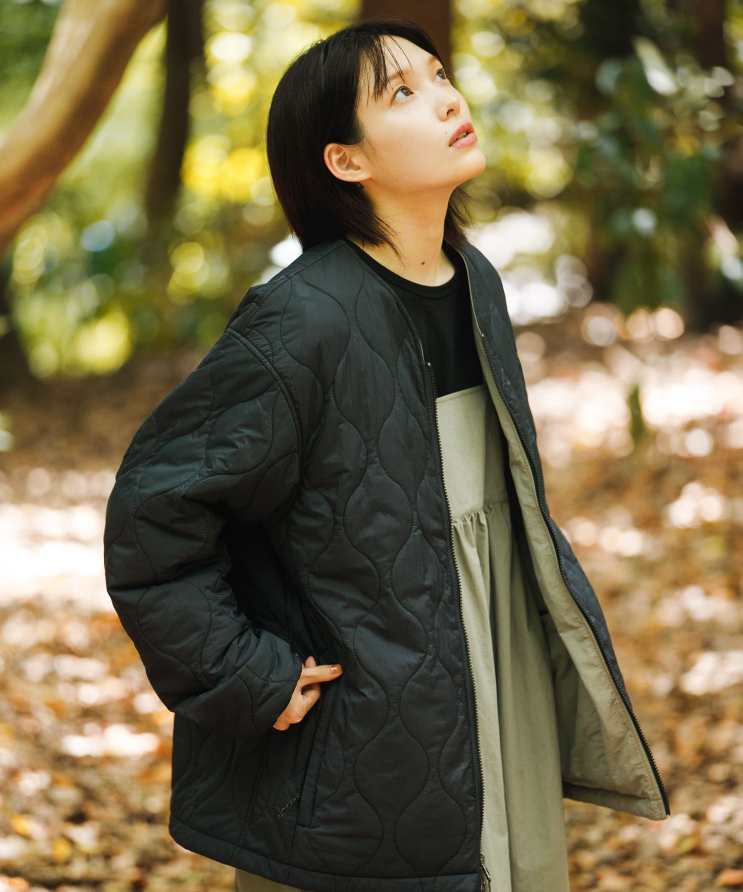 『UR TECH』ナイロンタッサーブルゾン ストーンベージュ L