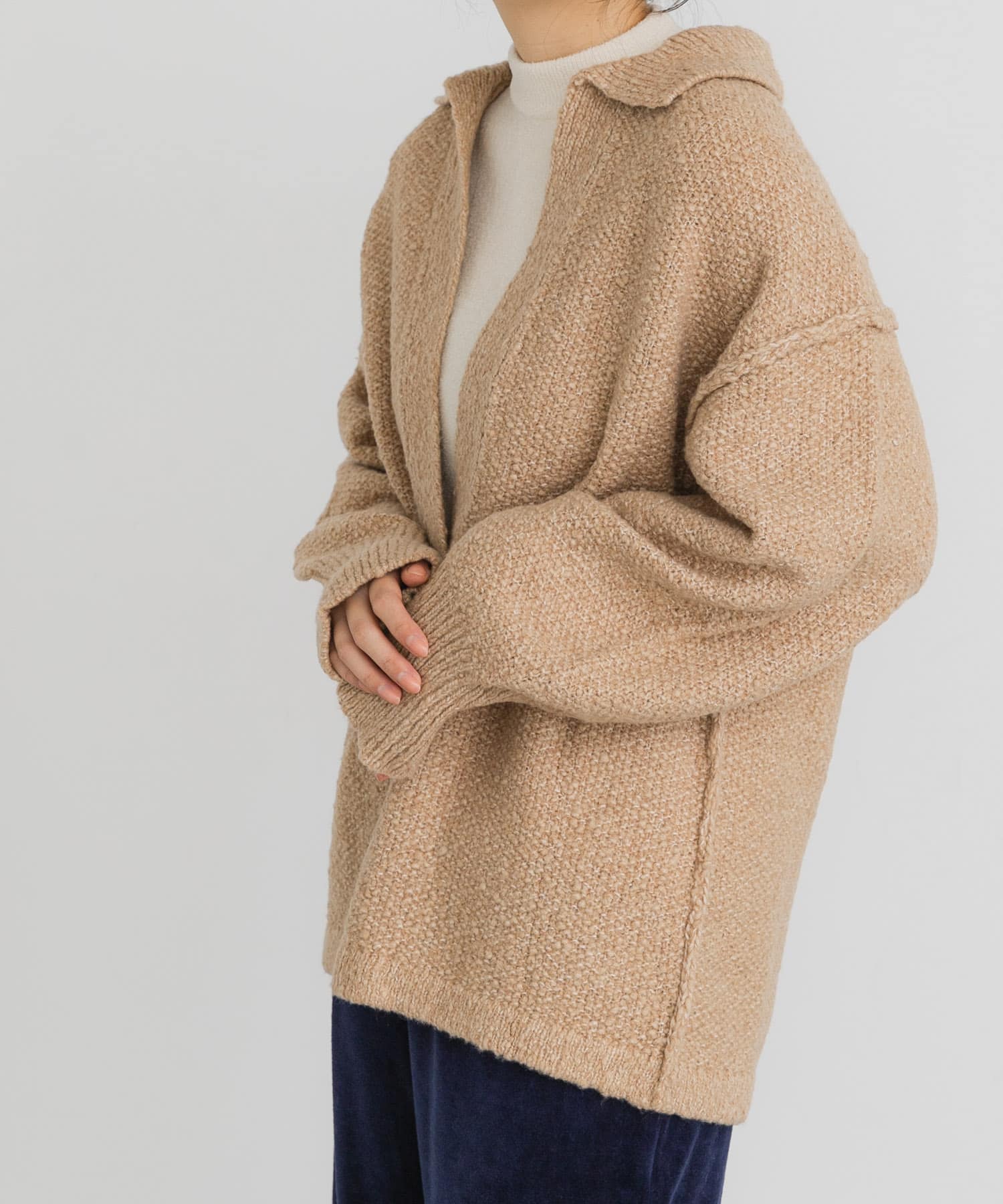 鹿子編みスキッパー衿ニット