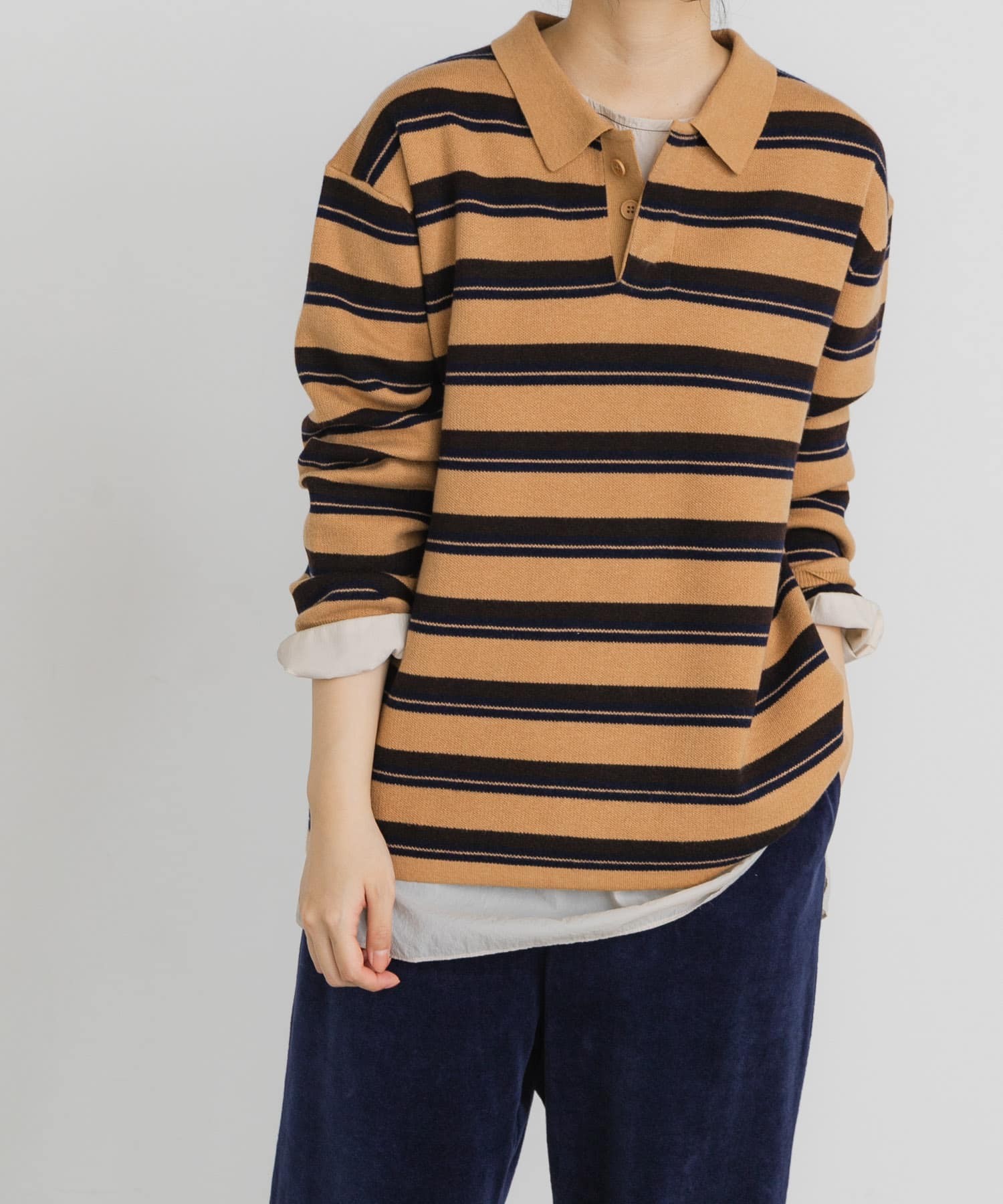 ジャガードボーダーポロニット