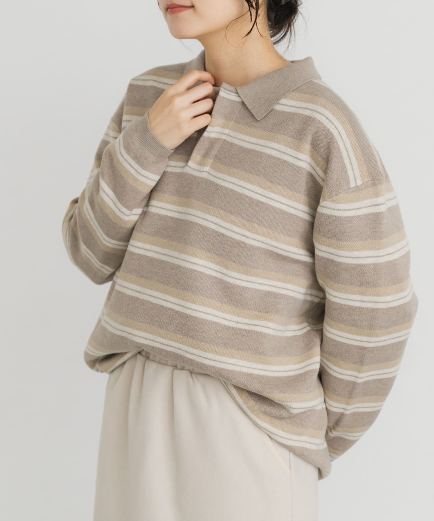 ジャガードボーダーポロニット