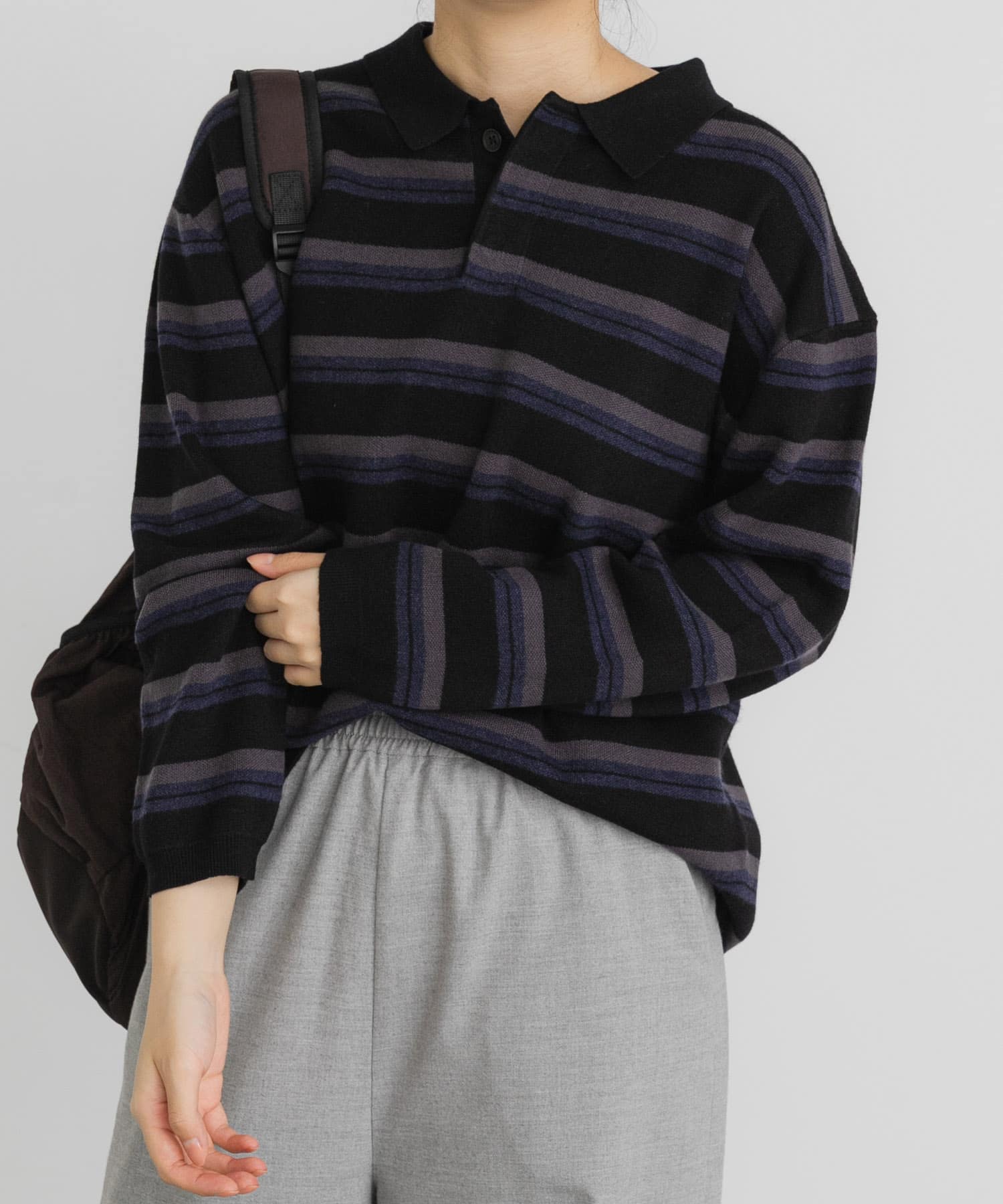 ジャガードボーダーポロニット