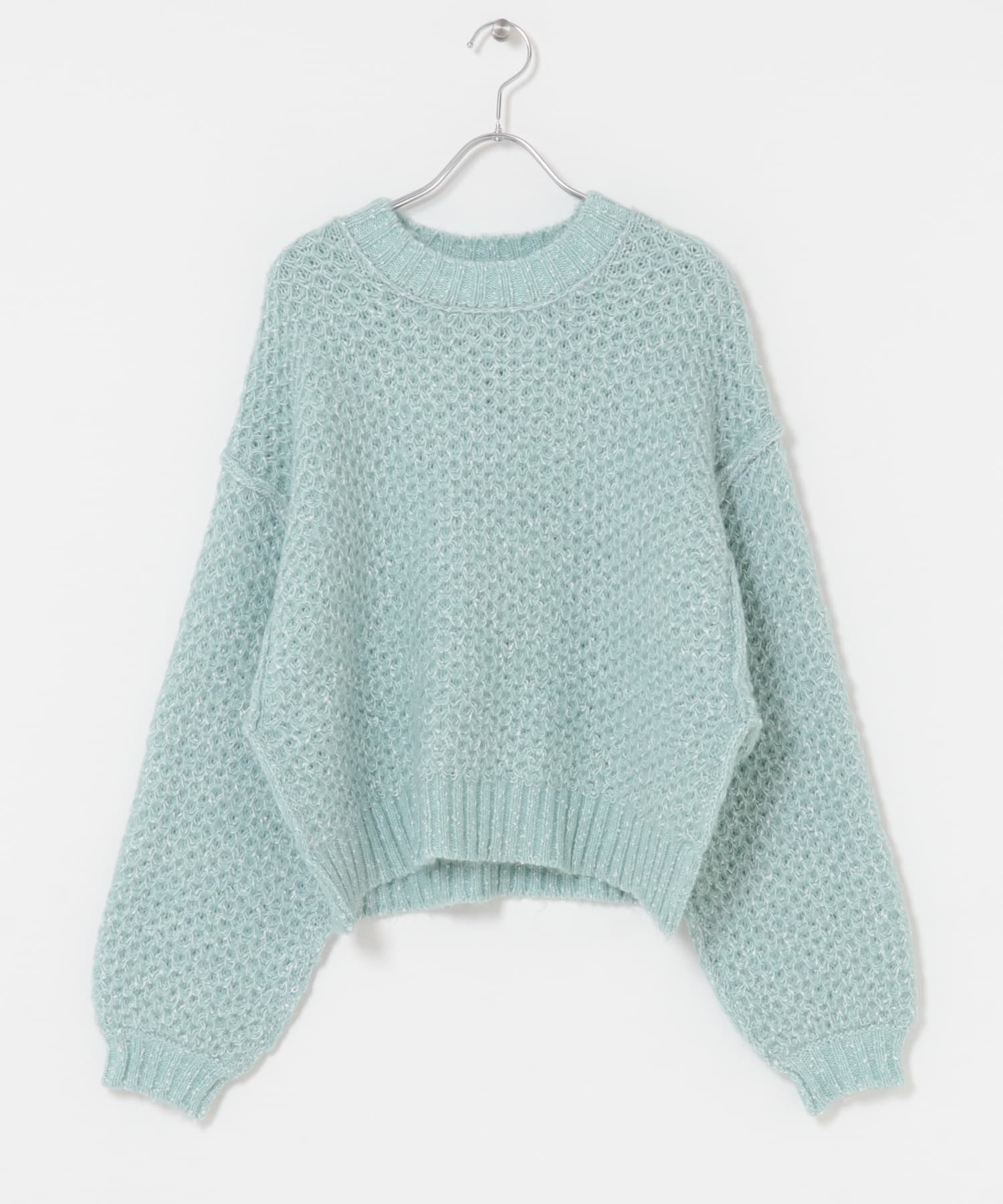 ネップMIXクルーニット アイスブルー One