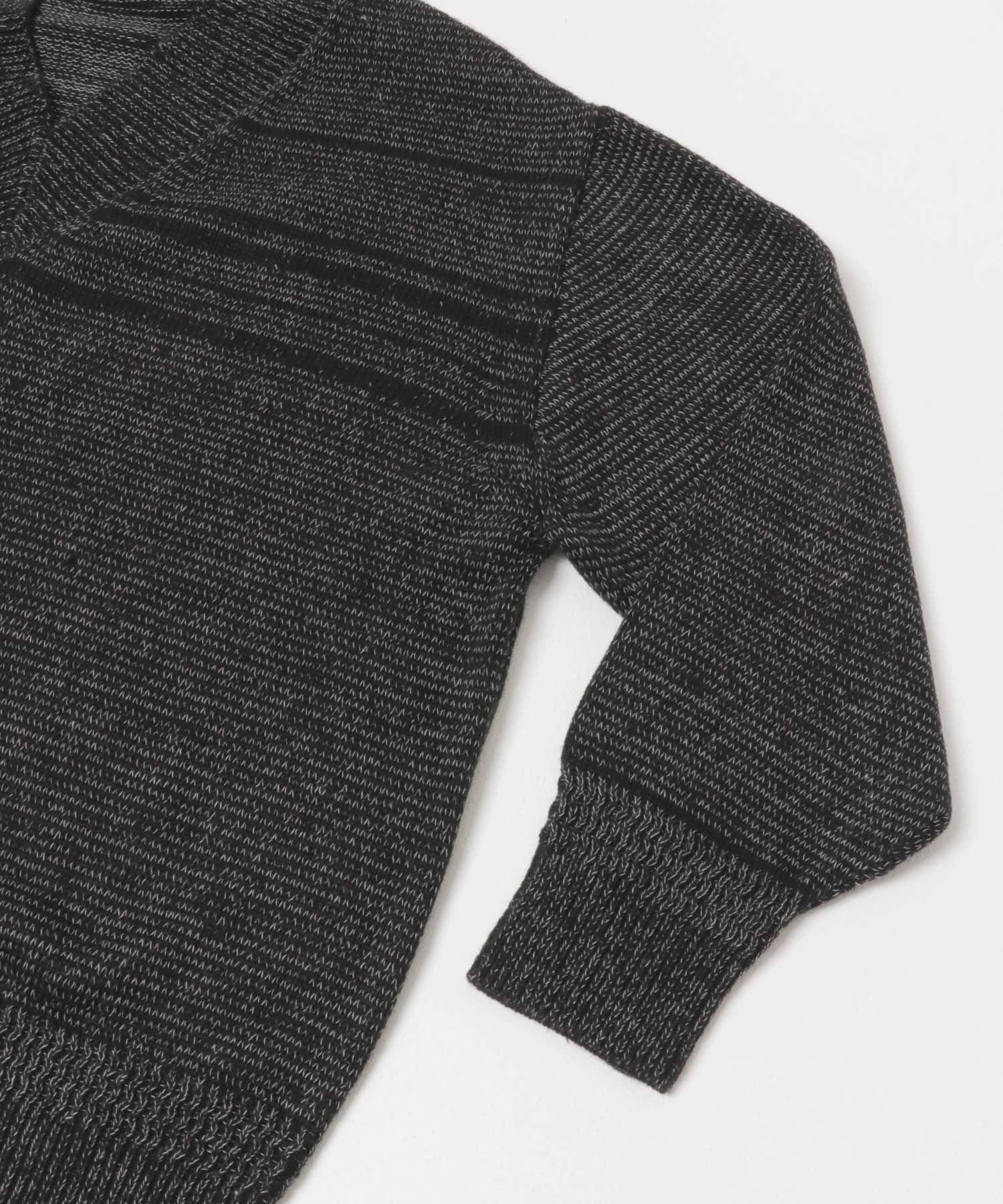 Vネックバルキーボーダーニット ブラック One