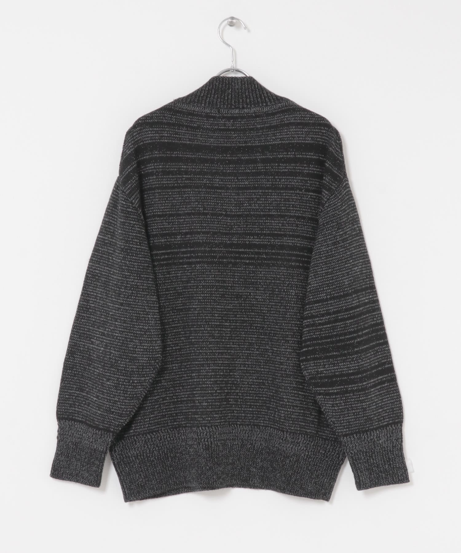 Vネックバルキーボーダーニット ブラック One