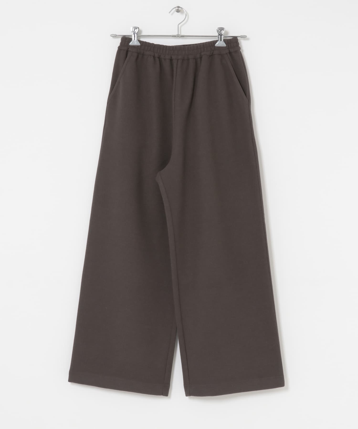 ウォームドジャージワイドパンツ ブラウン one