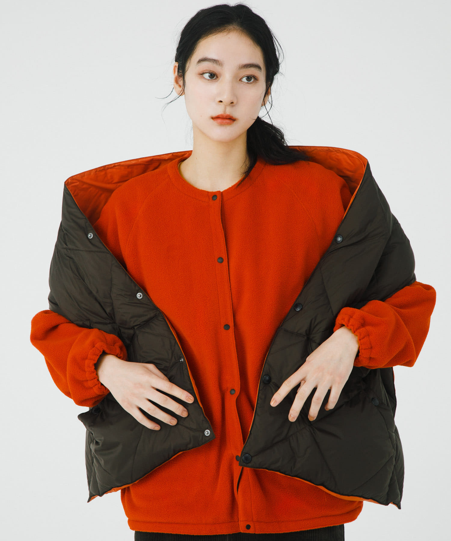 『UR TECH』フリースリバーシブルカーディガン