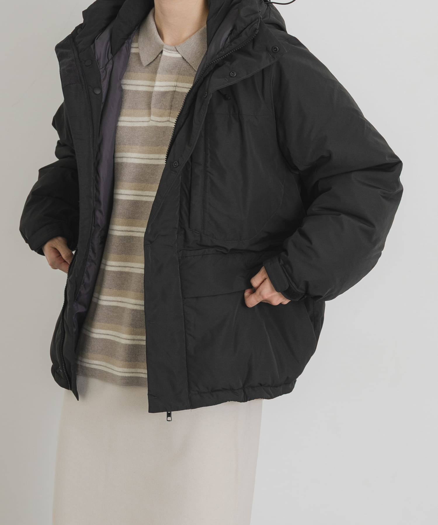 『UR TECH』中綿フードジャケット チャコール one