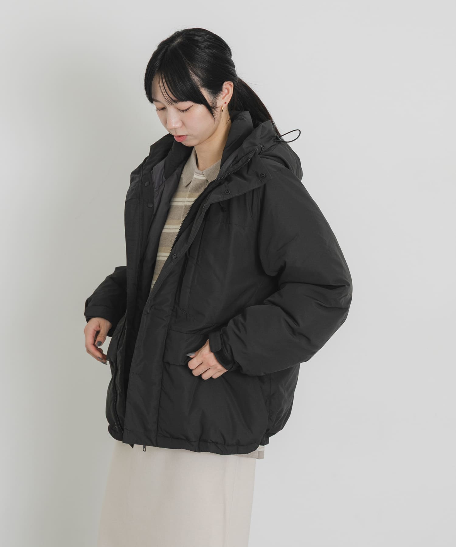 『UR TECH』中綿フードジャケット チャコール one