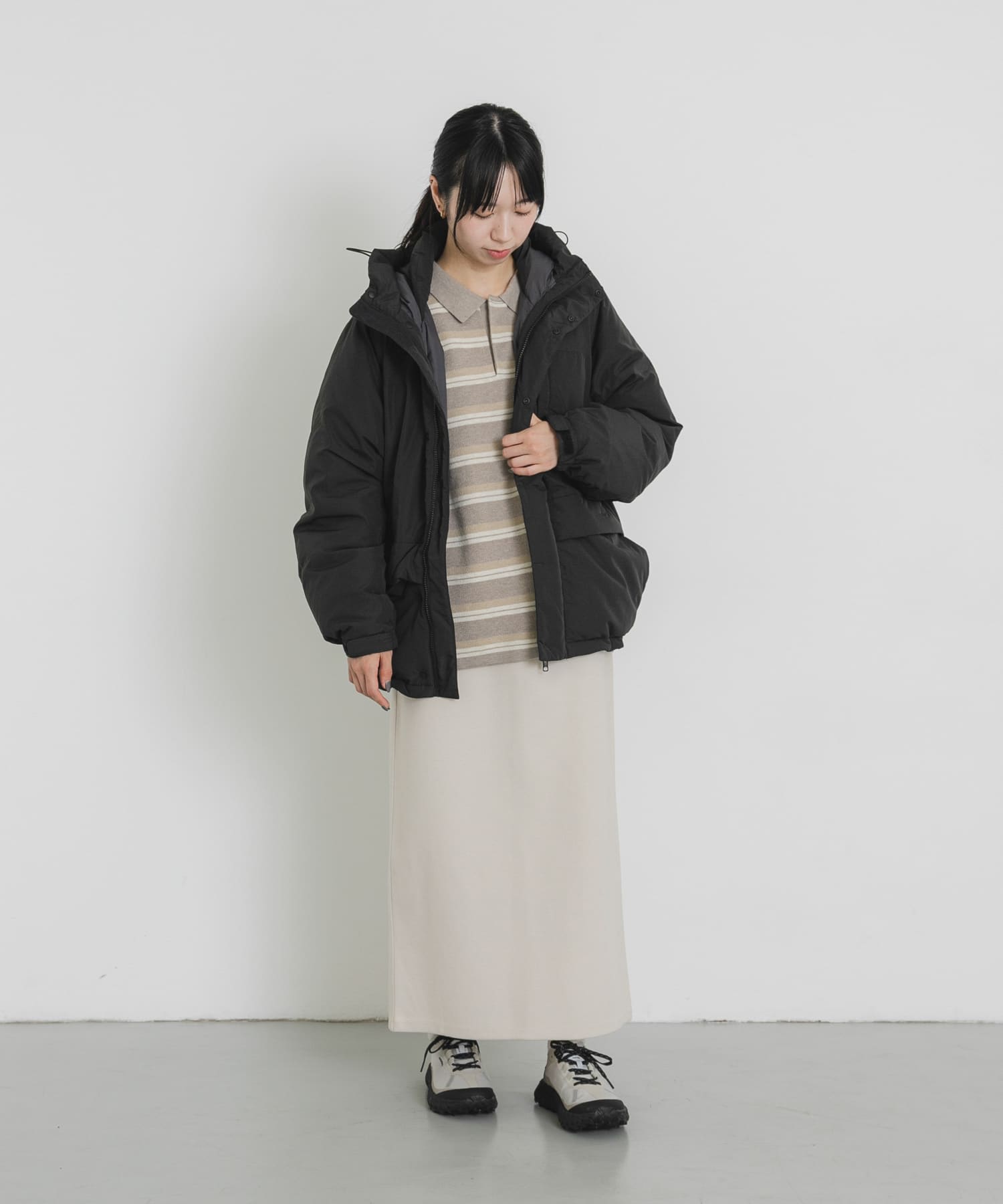 『UR TECH』中綿フードジャケット チャコール one