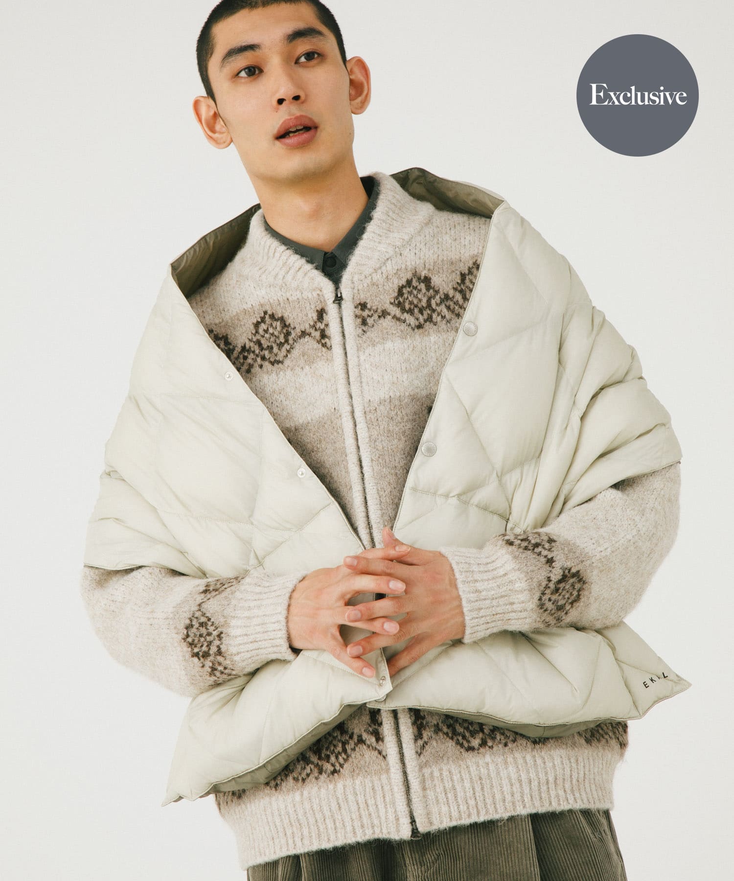 『別注』TAION×EKAL　リバーシブルダウンショール I GRY/KHK One