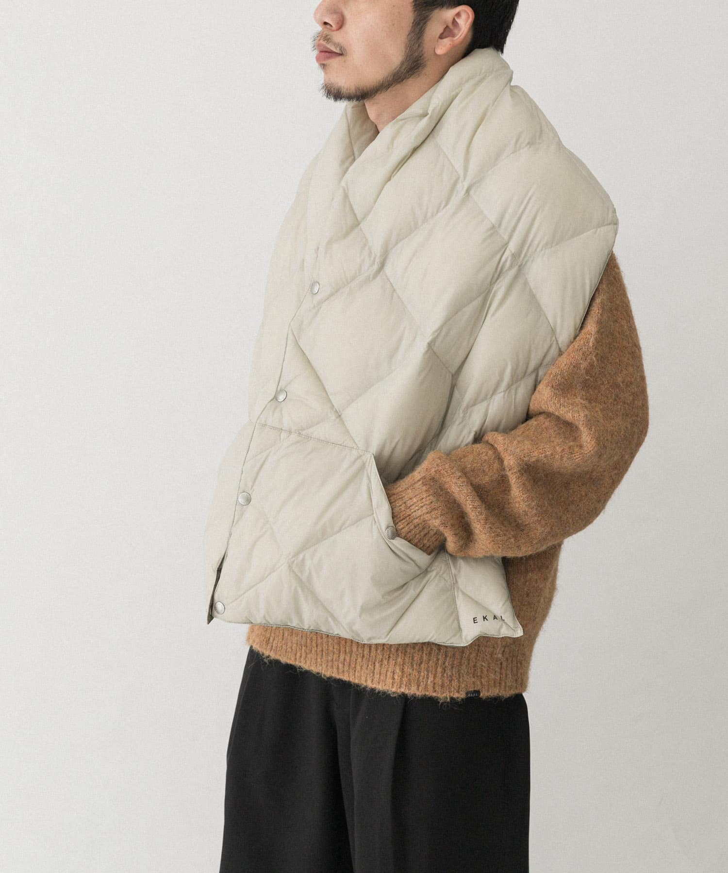 『別注』TAION×EKAL　リバーシブルダウンショール I GRY/KHK One